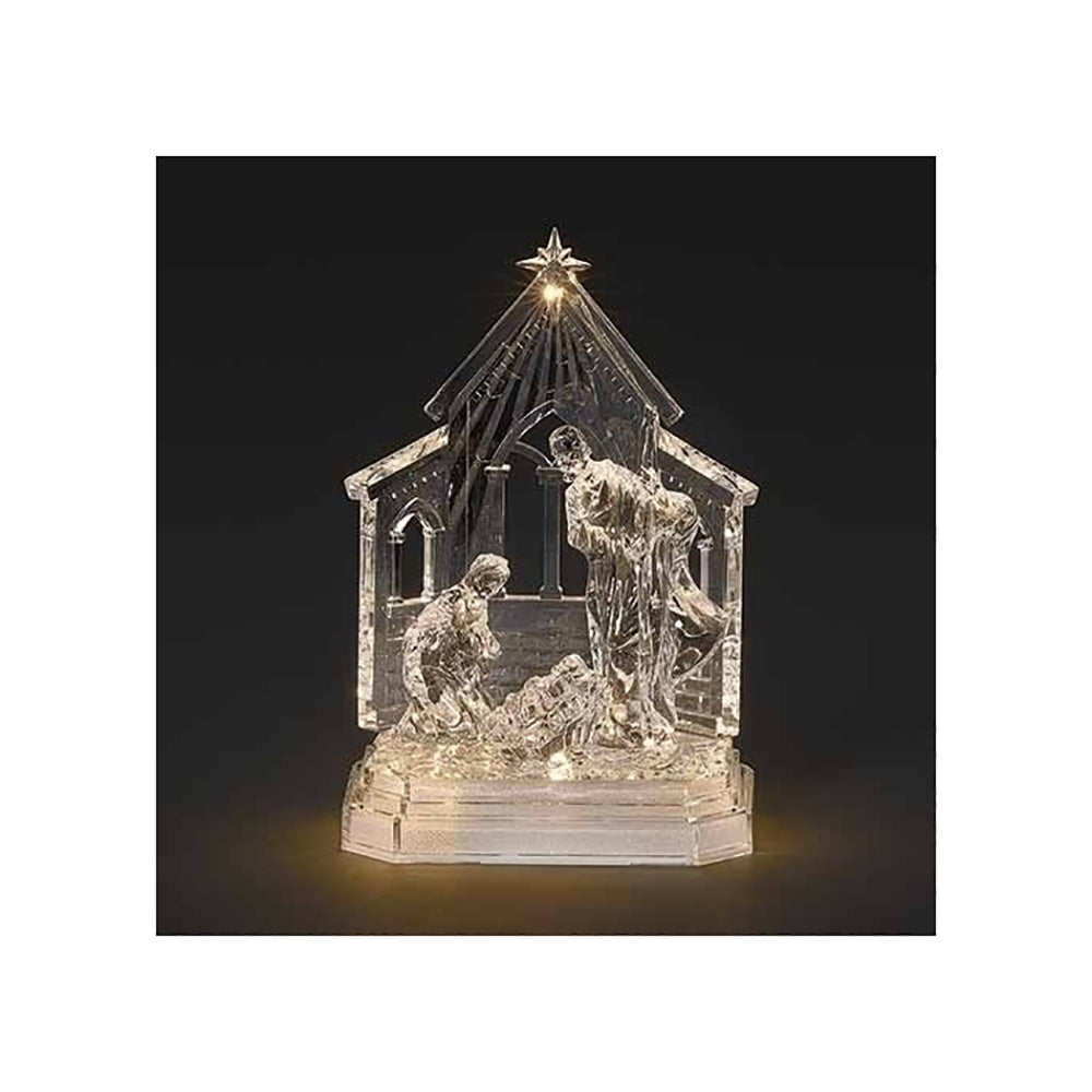 Acrylic LED Holy Family One-Piece Nativity - 8"