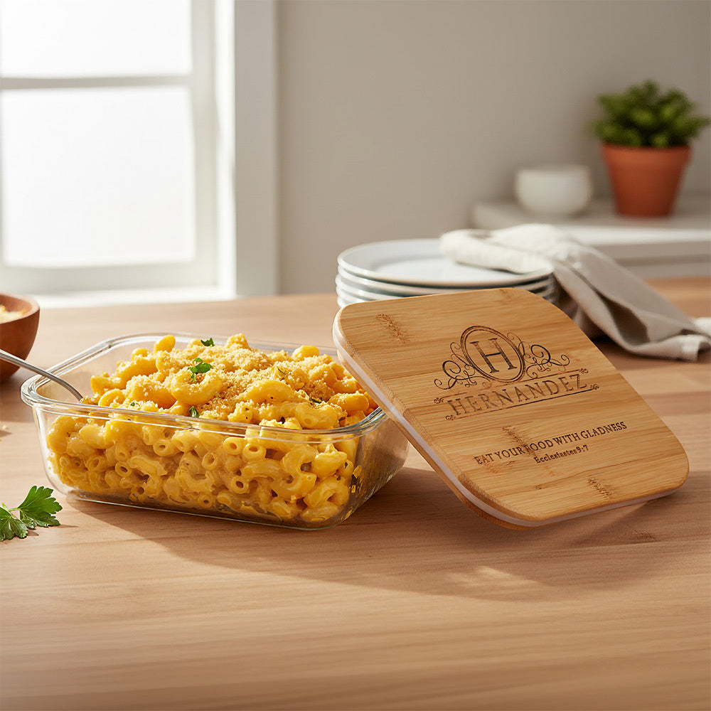 Personalized Scripture Glass Food Storage Container - 50 oz.