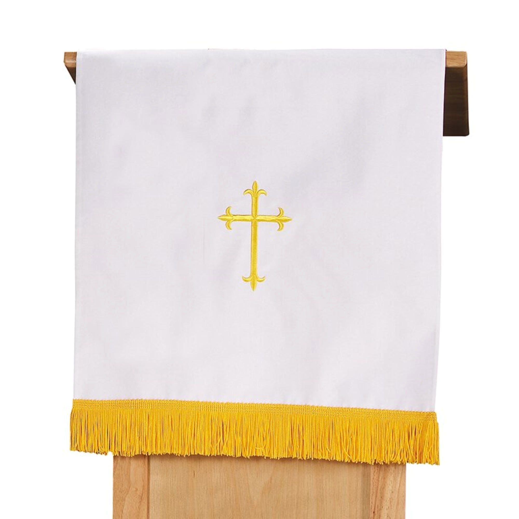 Red/White Pulpit Scarf with Fringe