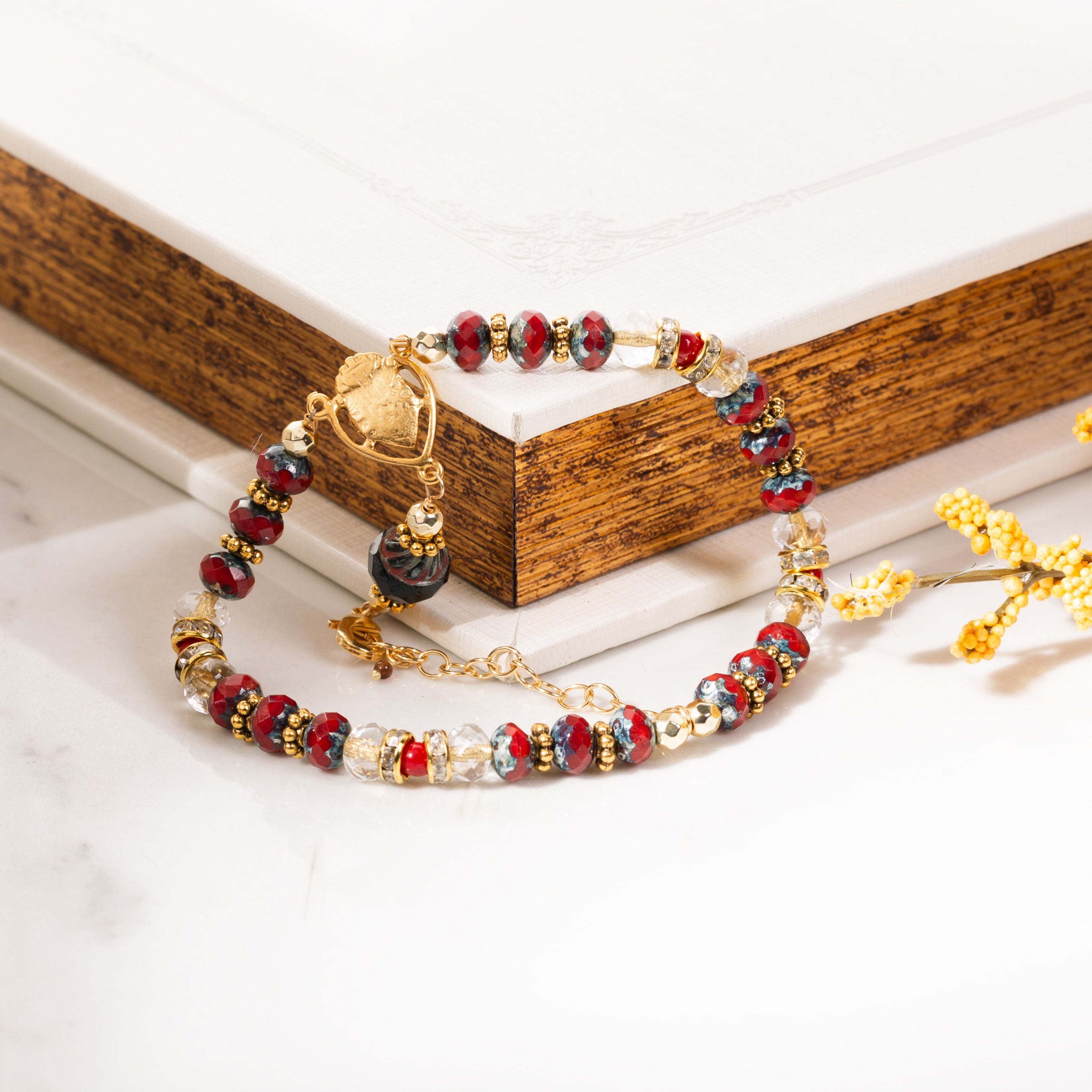 Sacred Heart & Precious Blood Crystal Bracelet