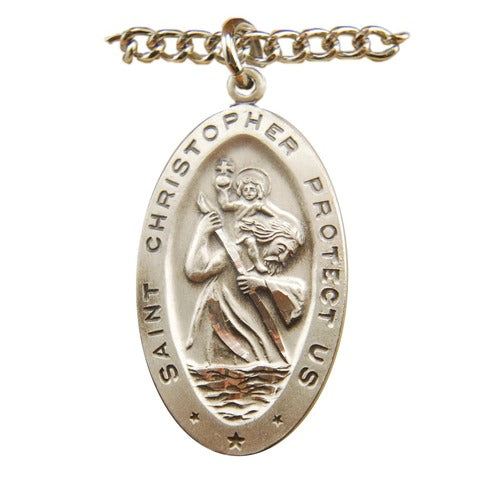 Sterling Silver St. Christopher Medal on 24 inch chain - 2003516