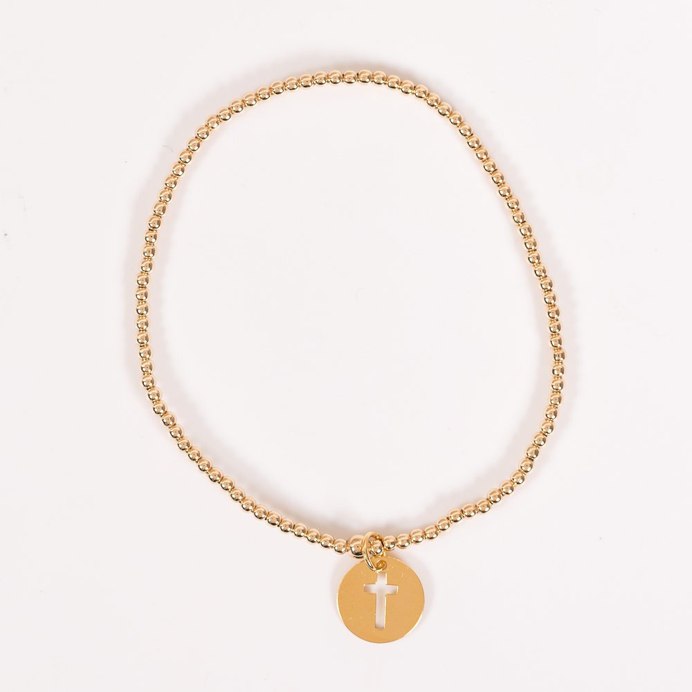 Cross Cutout Beaded Stretch Bracelet