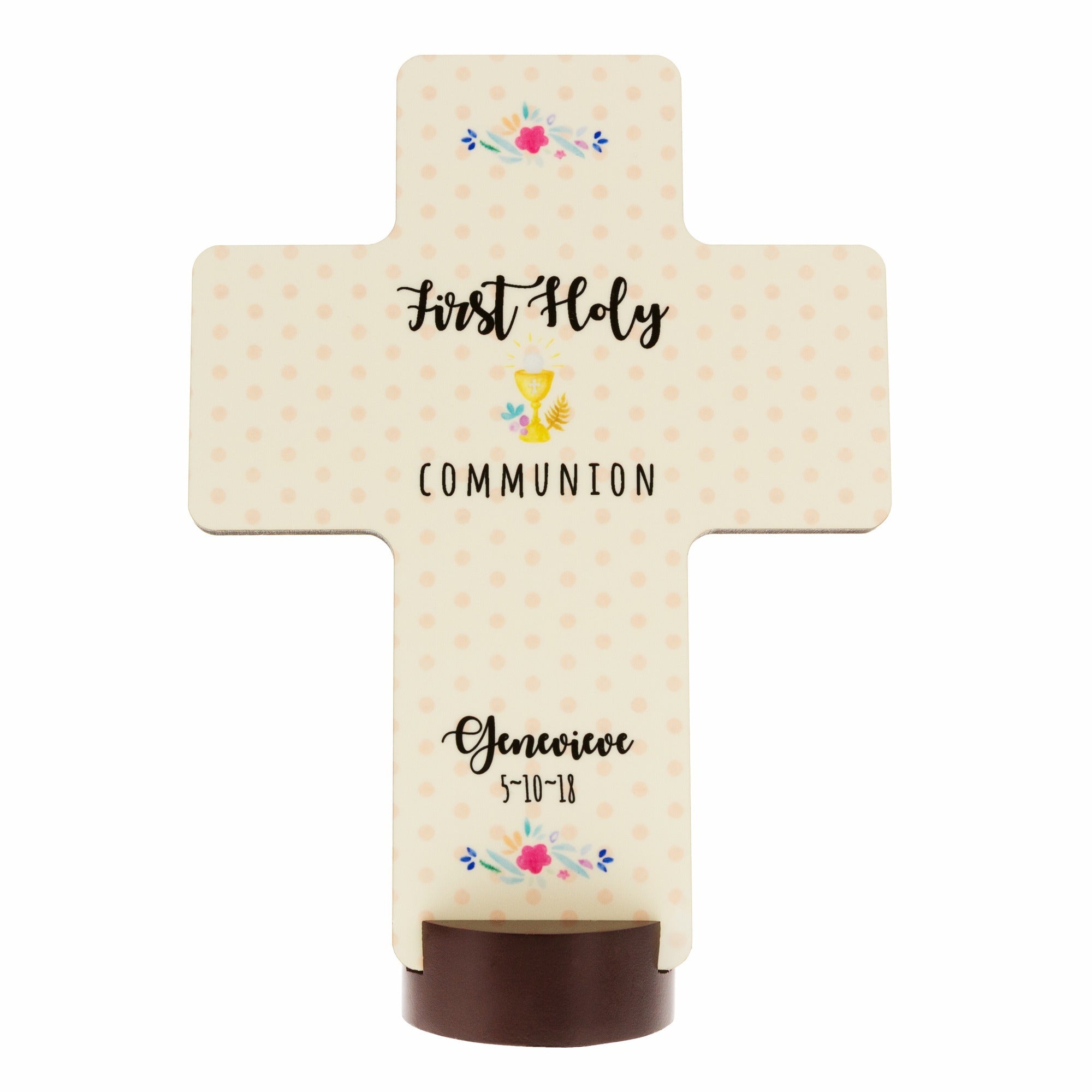 Personalized First Communion Girl's Watercolor Cross