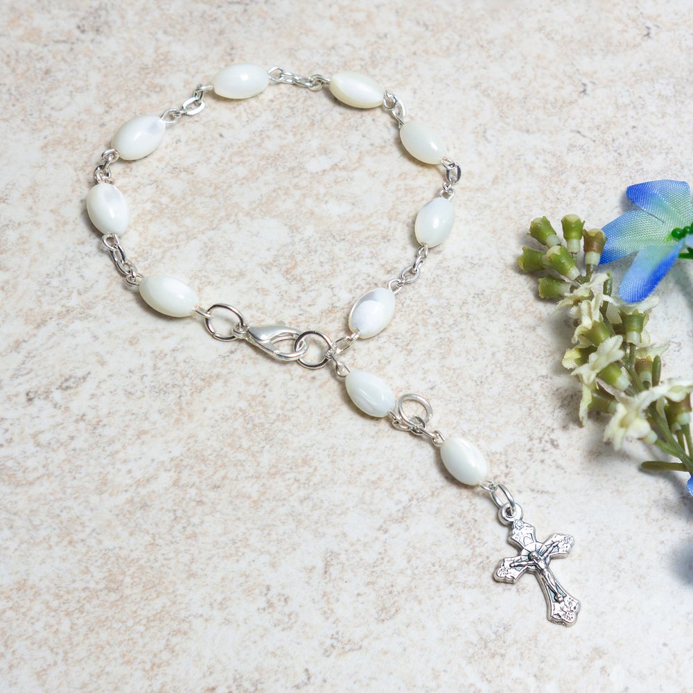 Mother of Pearl One-Decade Rosary & Charm Bracelet