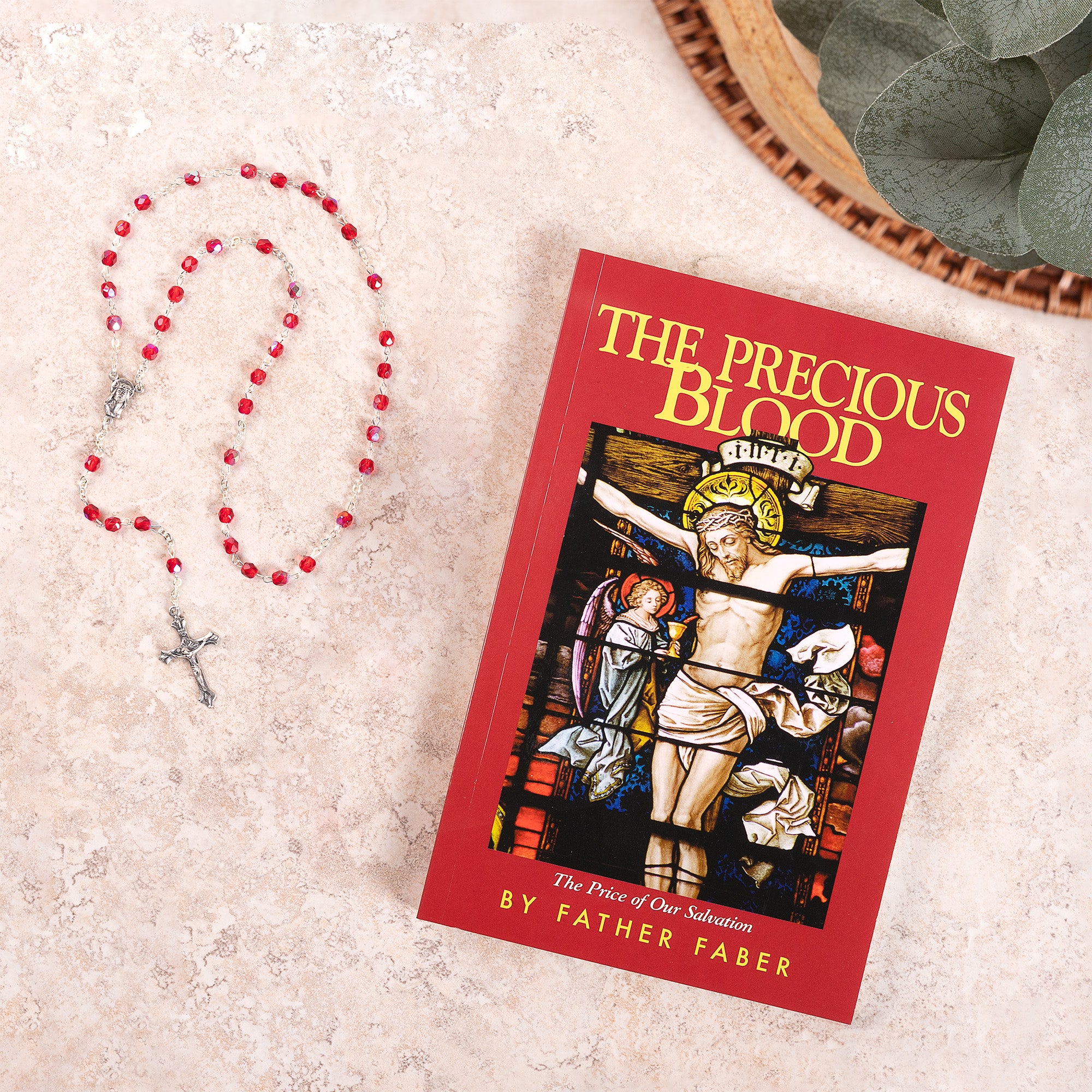 Red Crystal Precious Blood Chaplet & The Precious Blood: The Price of Our Salvation Book (Gift Set)