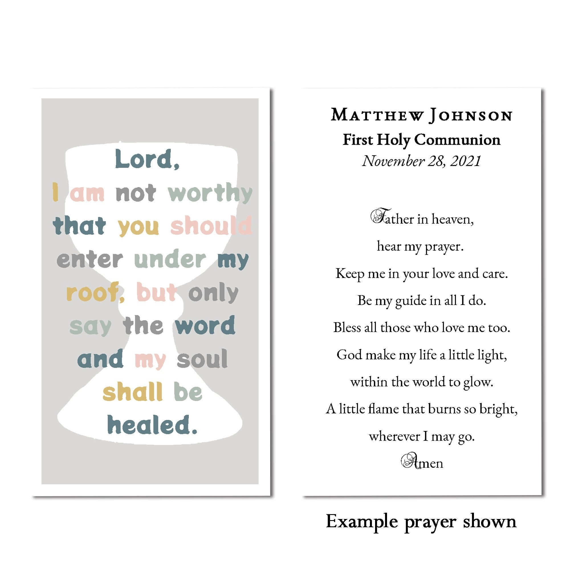 Lord I Am Not Worthy Personalized Prayer Card