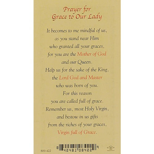 Prayer for Grace - Our Lady of Grace - Prayer Card