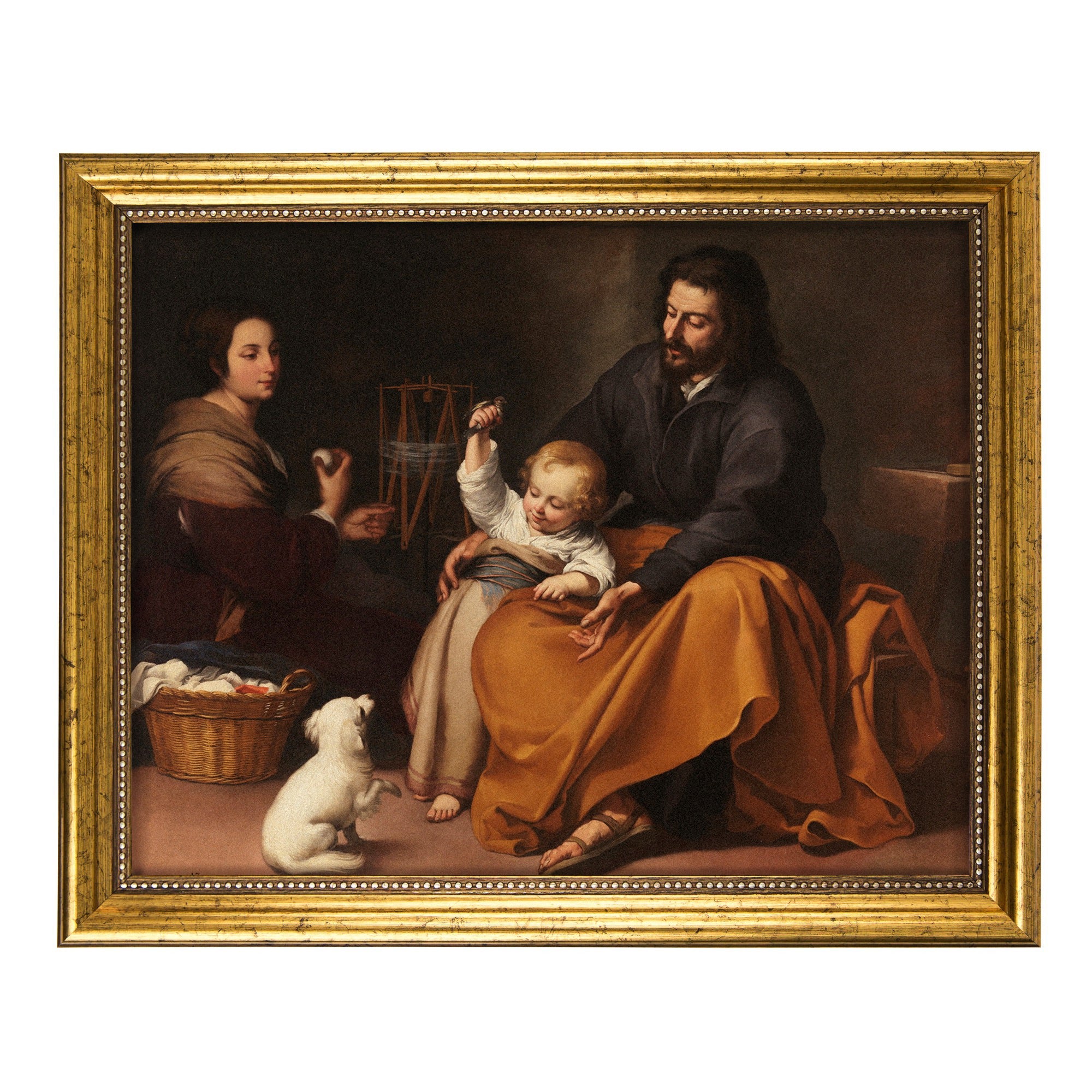 Murillo's The Holy Family with a Little Bird Antique Gold Framed Print - 8" x 10"