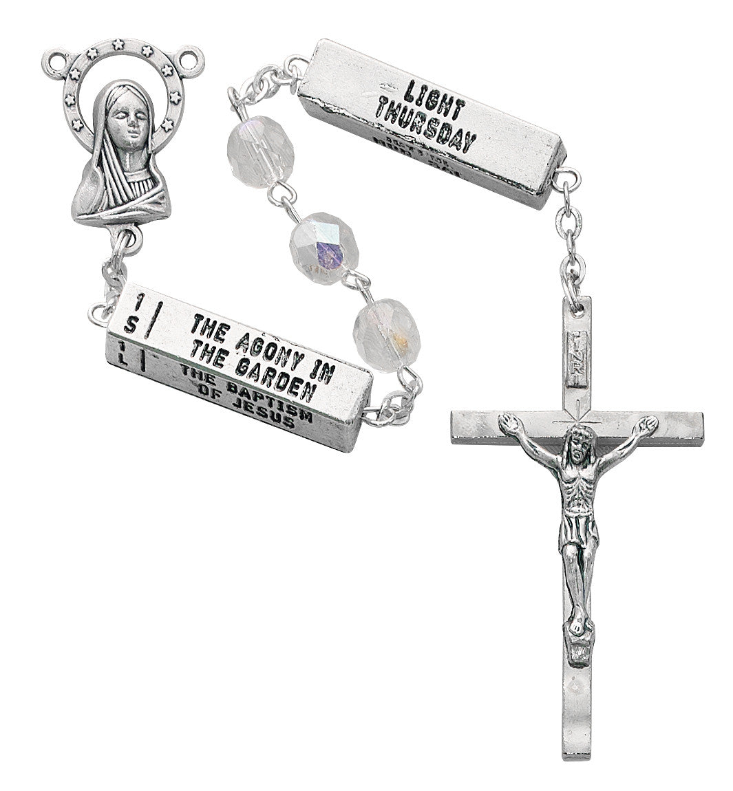 Mysteries Aurora Borealis Clear Crystal Rosary