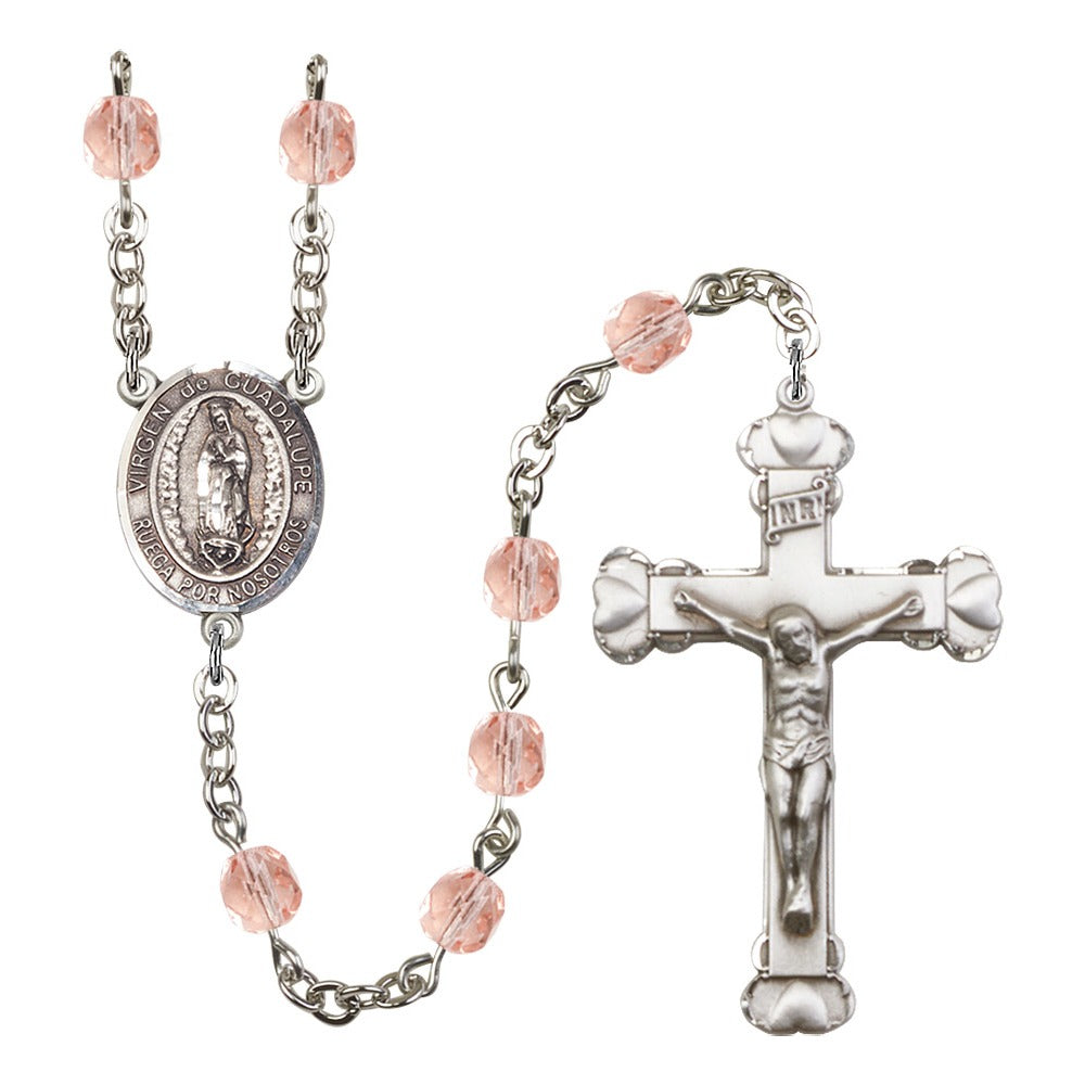 Virgen De Guadalupe Pink October Rosary 6mm
