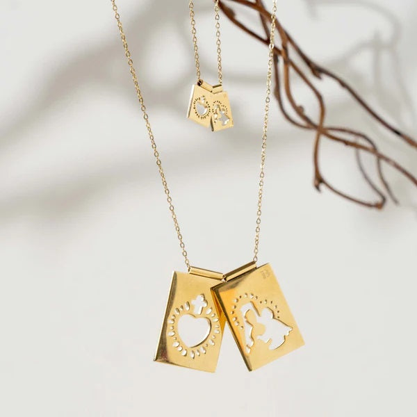 Our Lady & Sacred Heart Mini Scapular Necklace