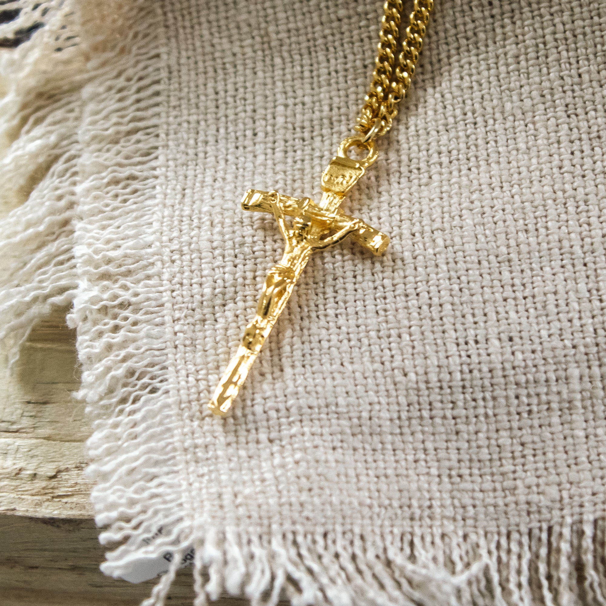Gold over Sterling Papal Crucifix Pendant