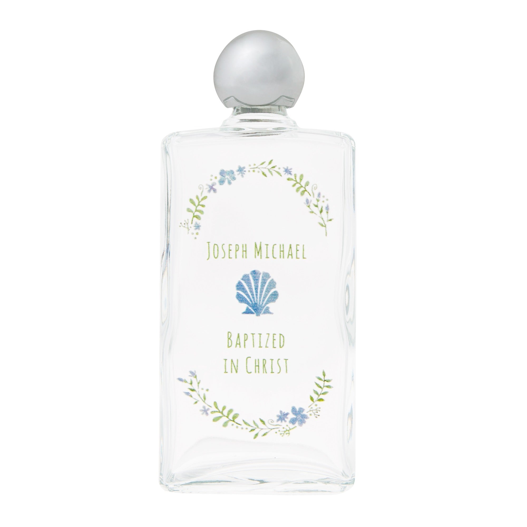 Personalized Blue Shell Baptism Holy Water Bottle