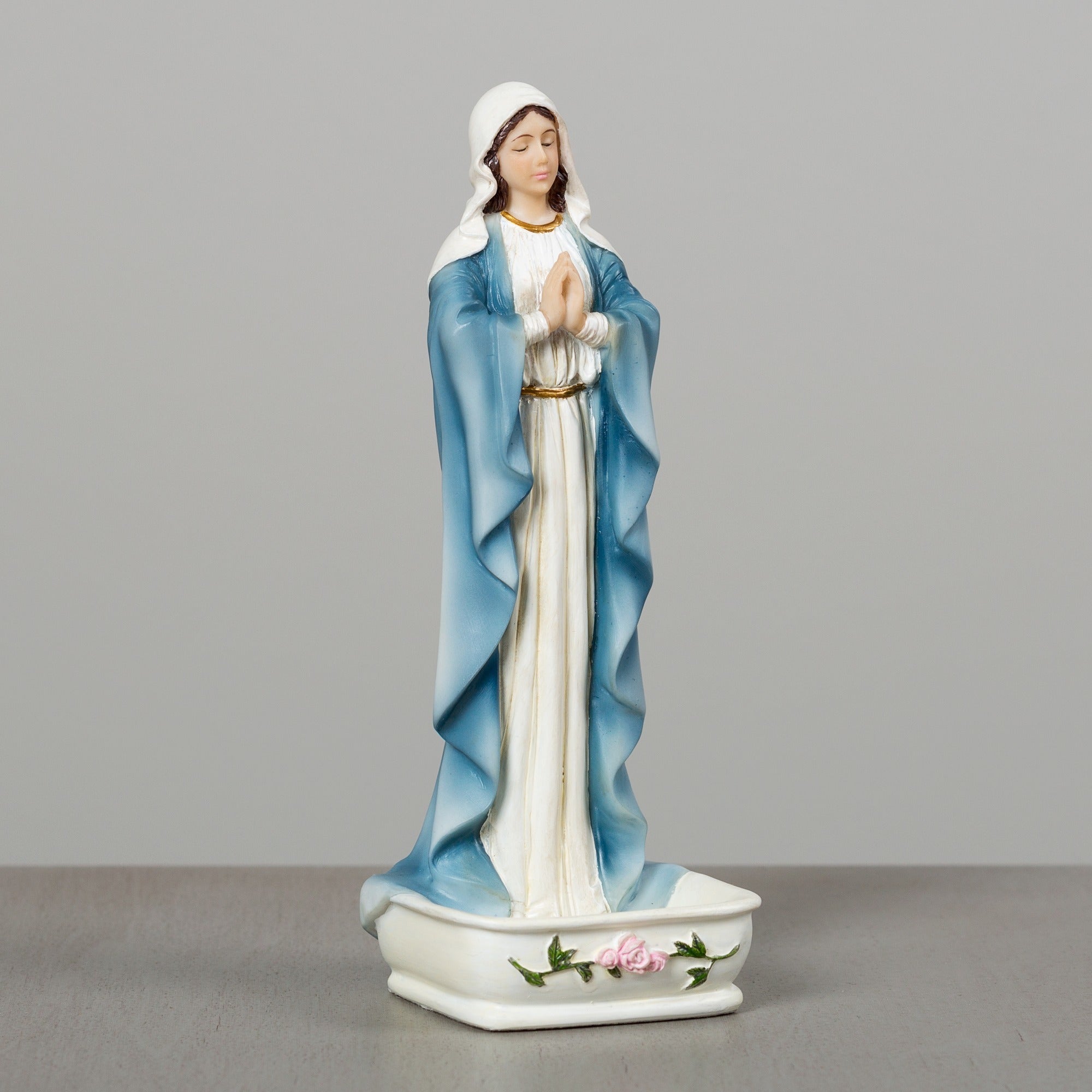 Small Madonna Statue Rosary Holder - Hand Painted