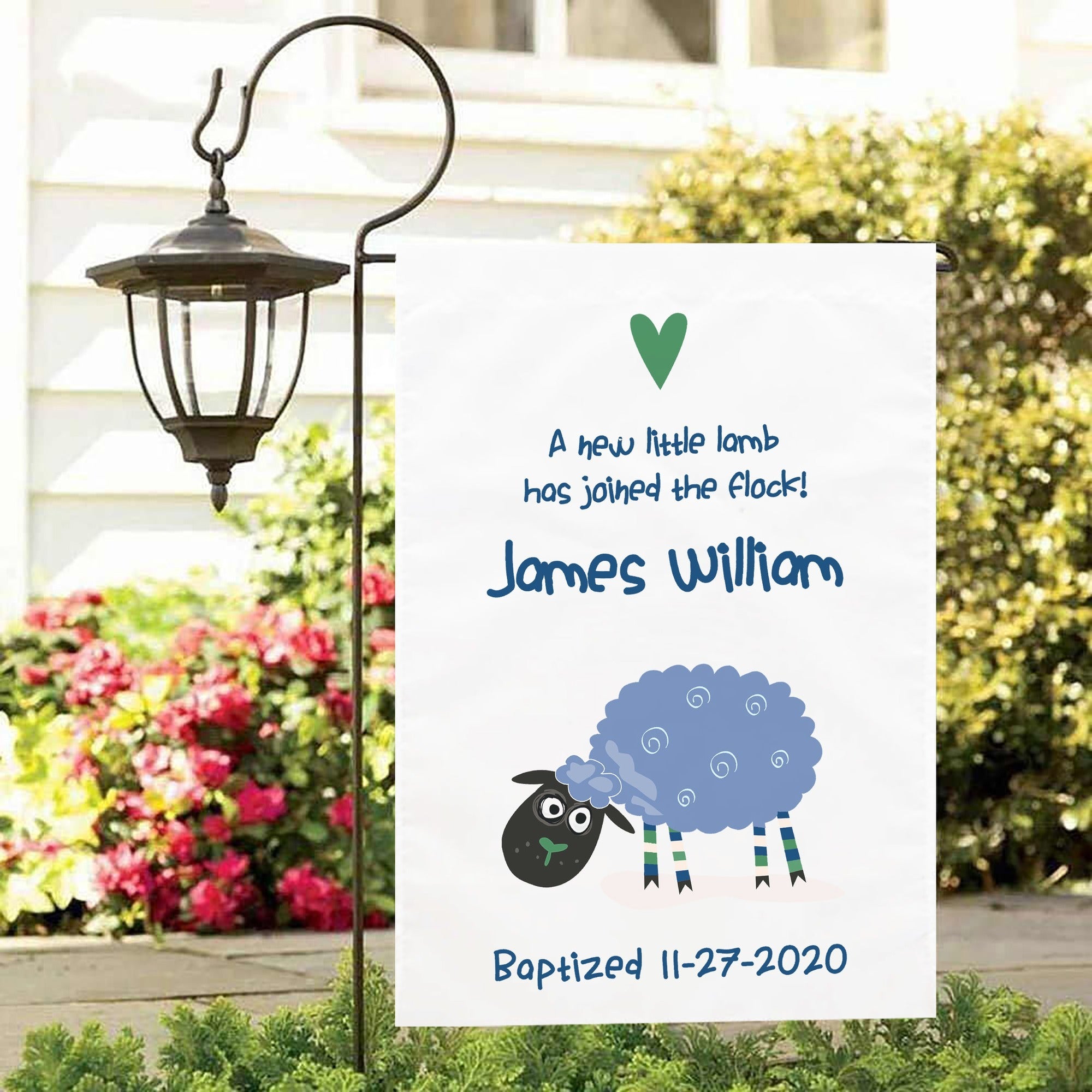 Personalized Baptism Garden Flag, Boys