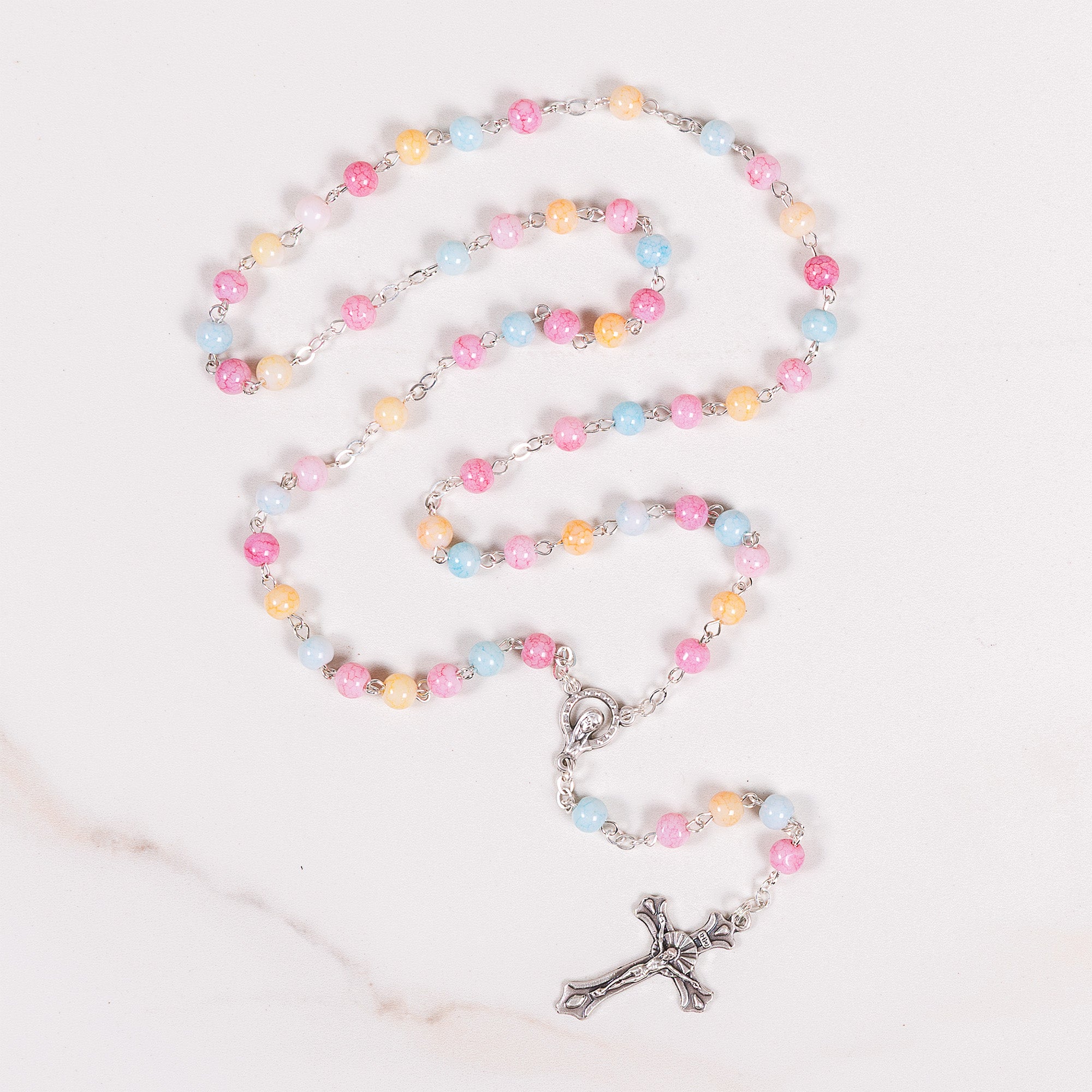 Multicolored Frosted Glass Pastel Rosary