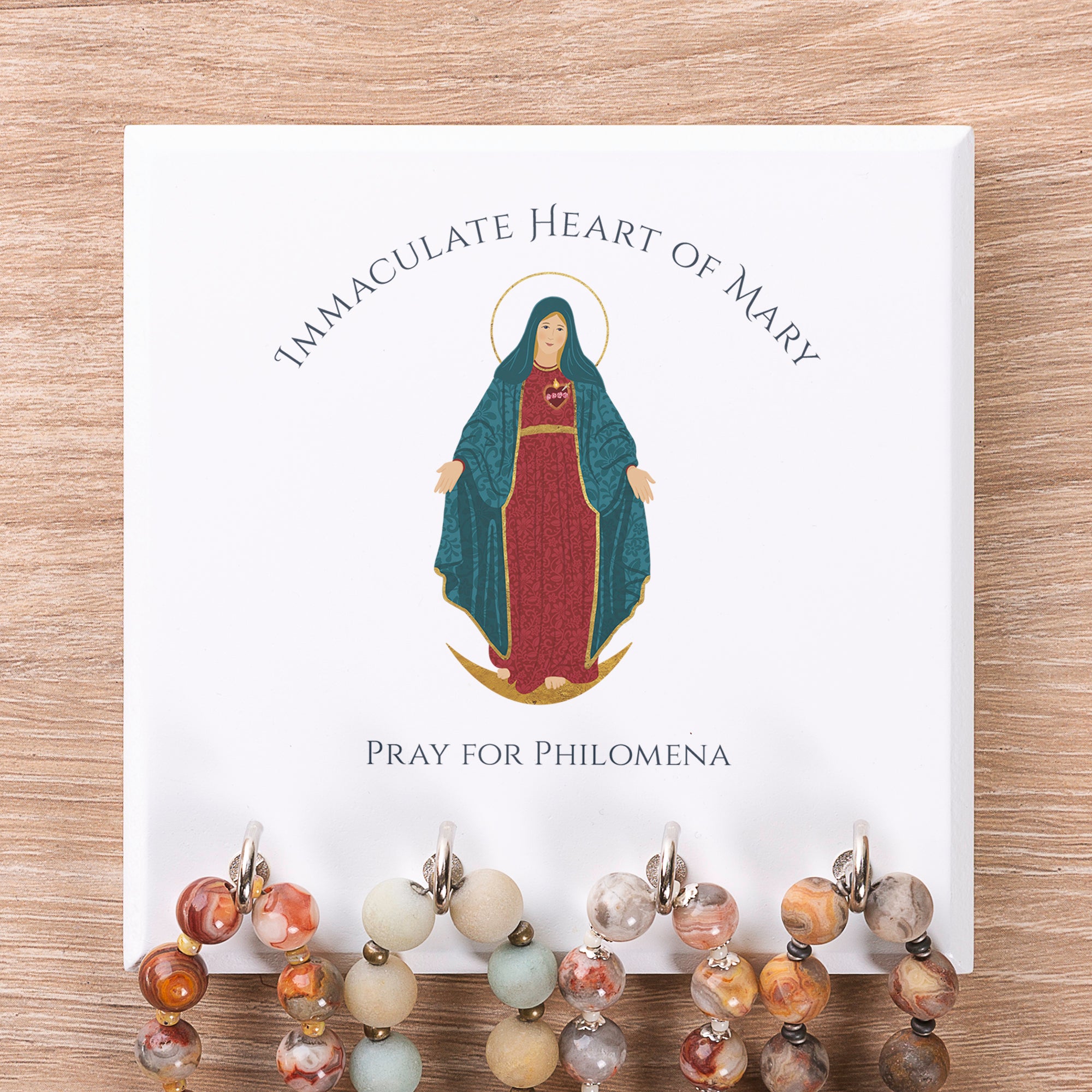 Personalized Immaculate Heart Rosary Rack