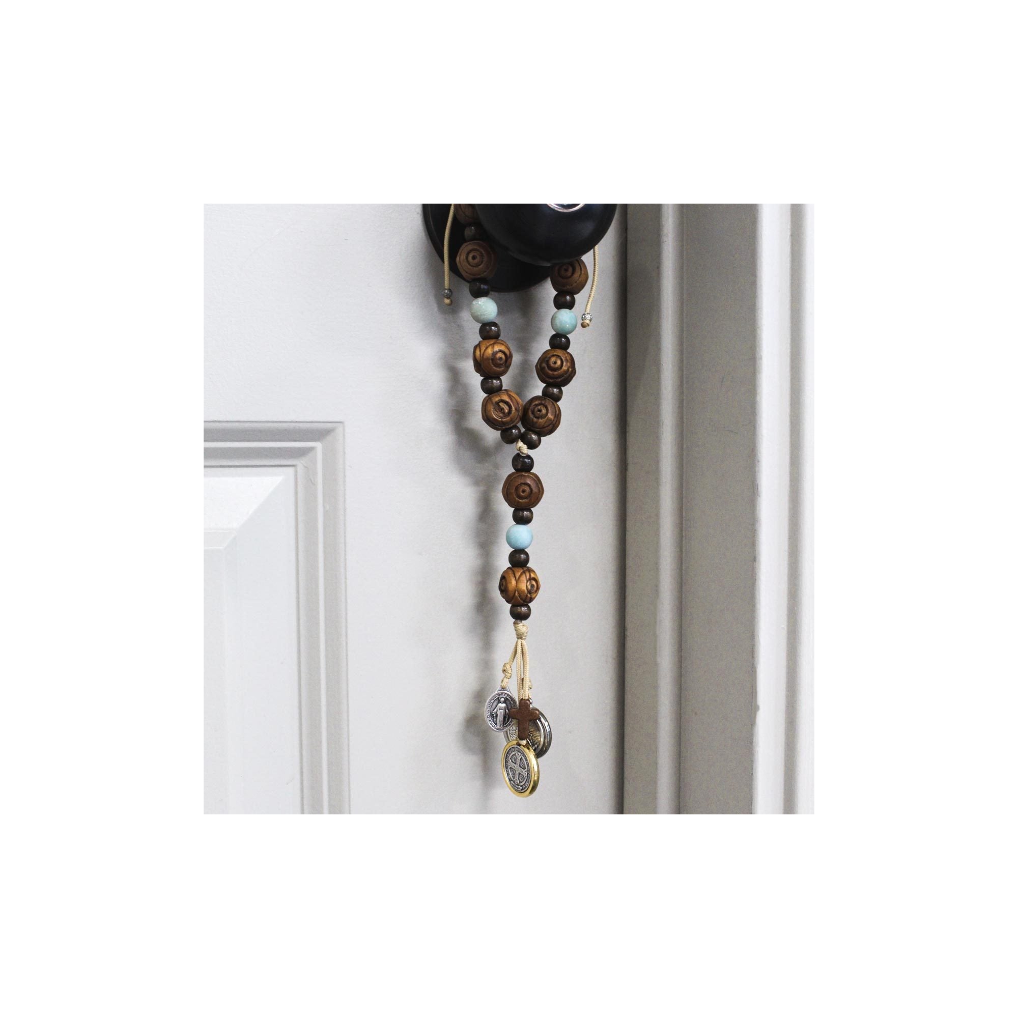 Wood and Gemstone St. Benedict Door Hanger