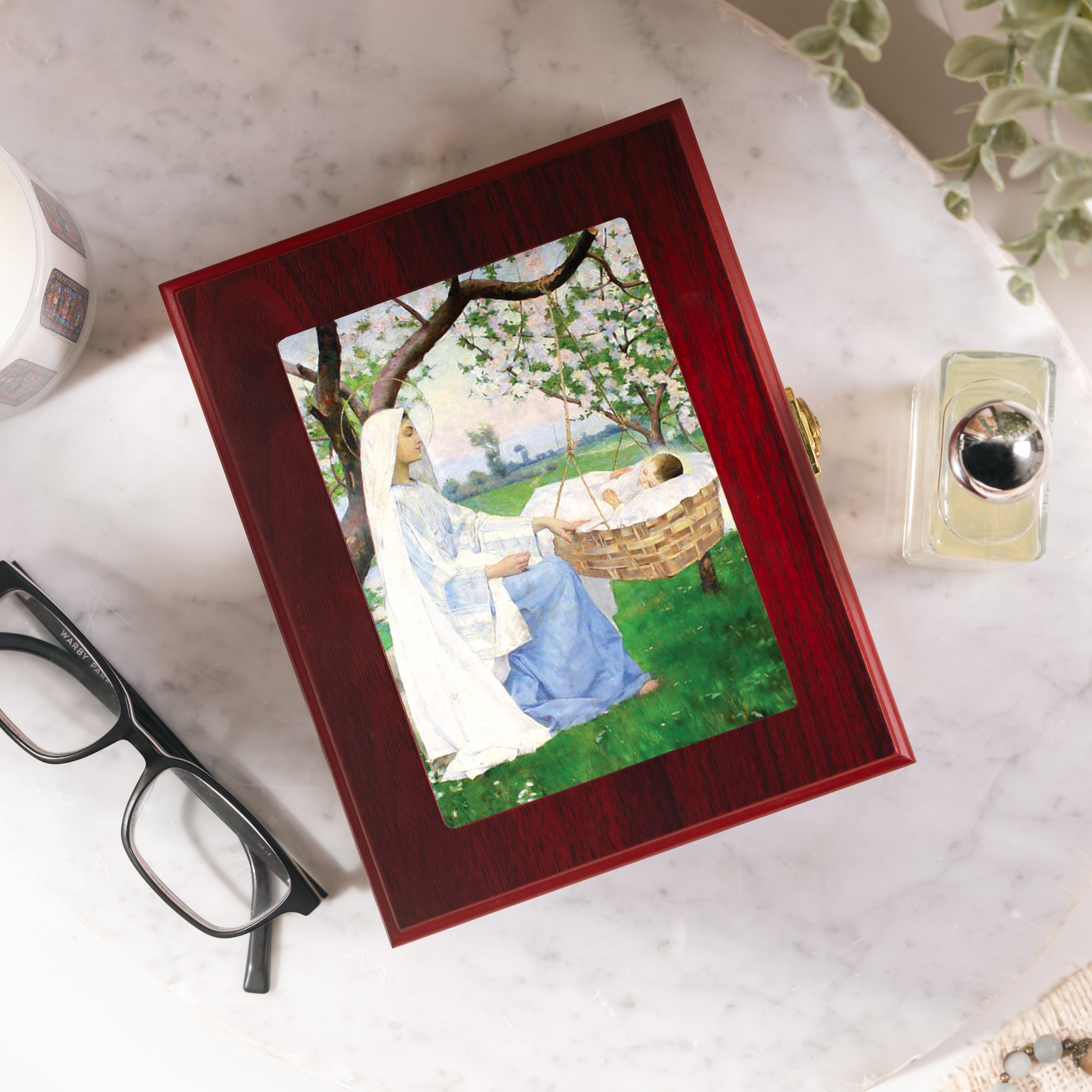 Our Lady of Spring Cherry Rosary Keepsake Box