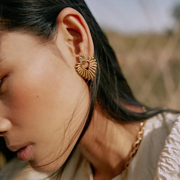 Sunburst Sacred Heart Earrings