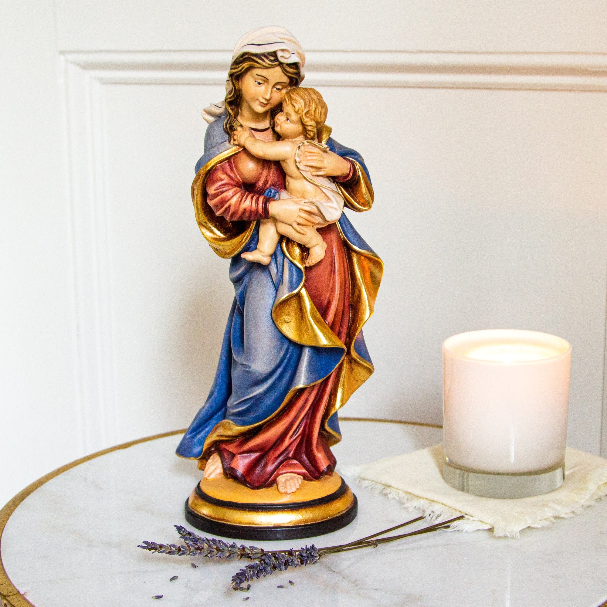 Raffaelo's Madonna Italian Wood Statue - 12"