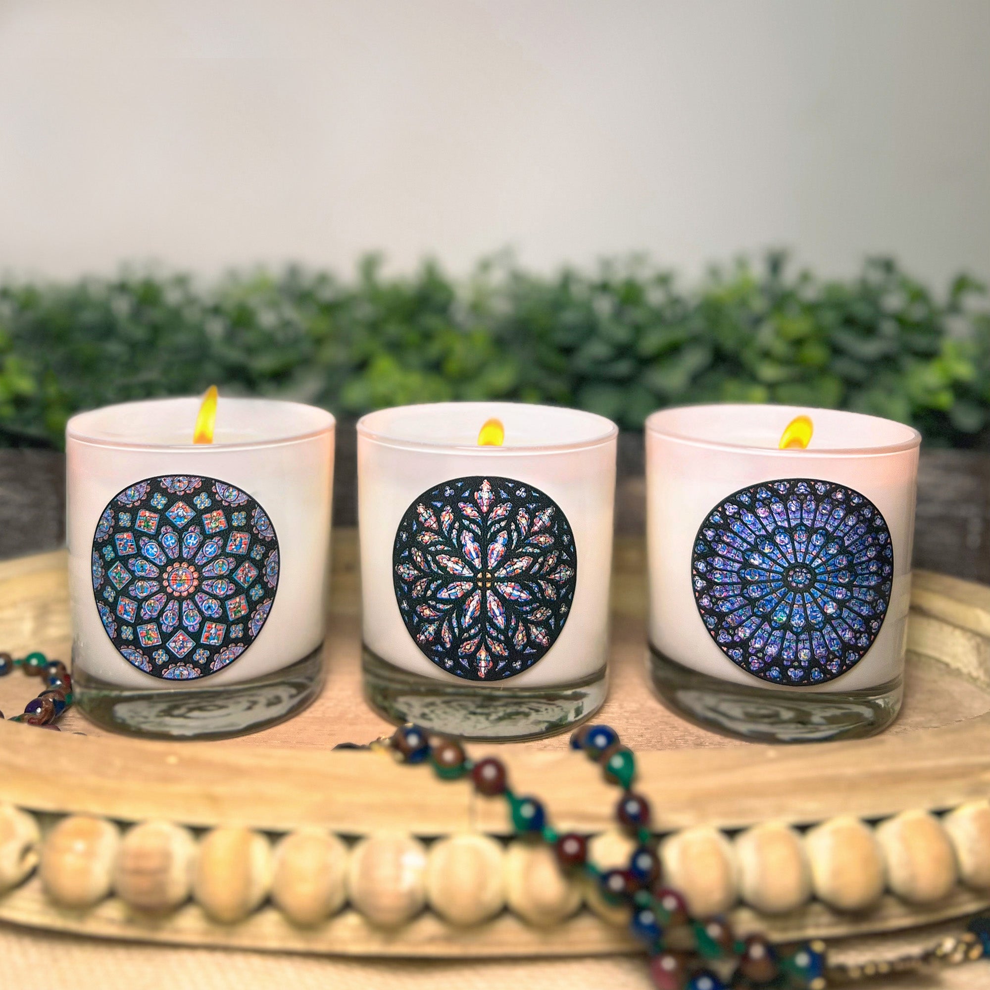 Famous Stained Glass Windows Candles - 3 Candle Set