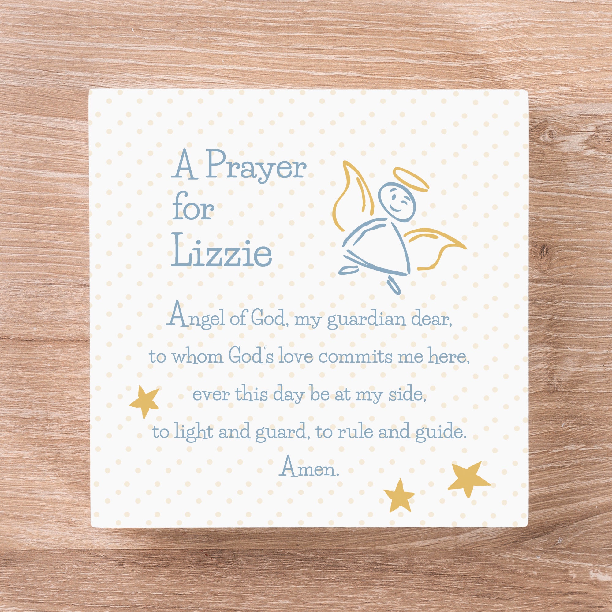 Personalized Guardian Angel Prayer Block - 5"