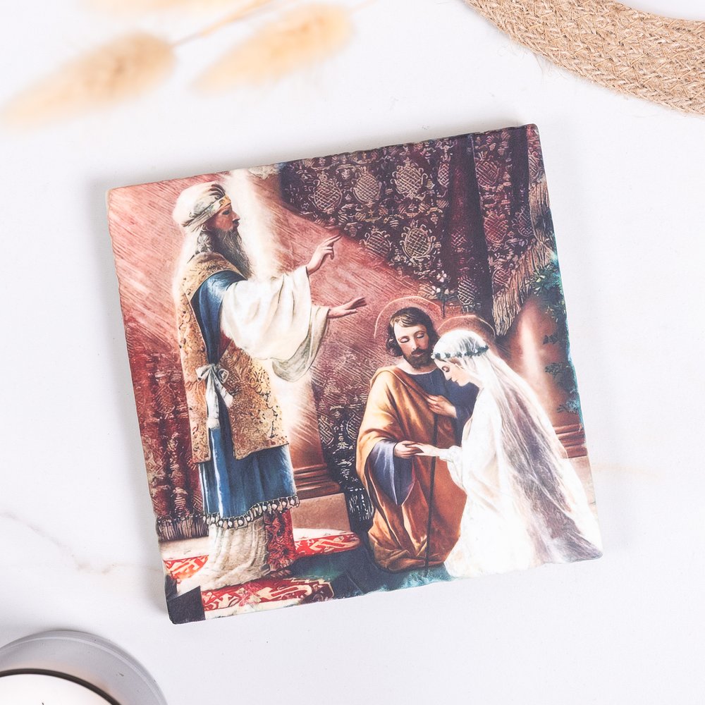 Marriage of Mary & Joseph Tumbled Stone Tile - 6" x 6"