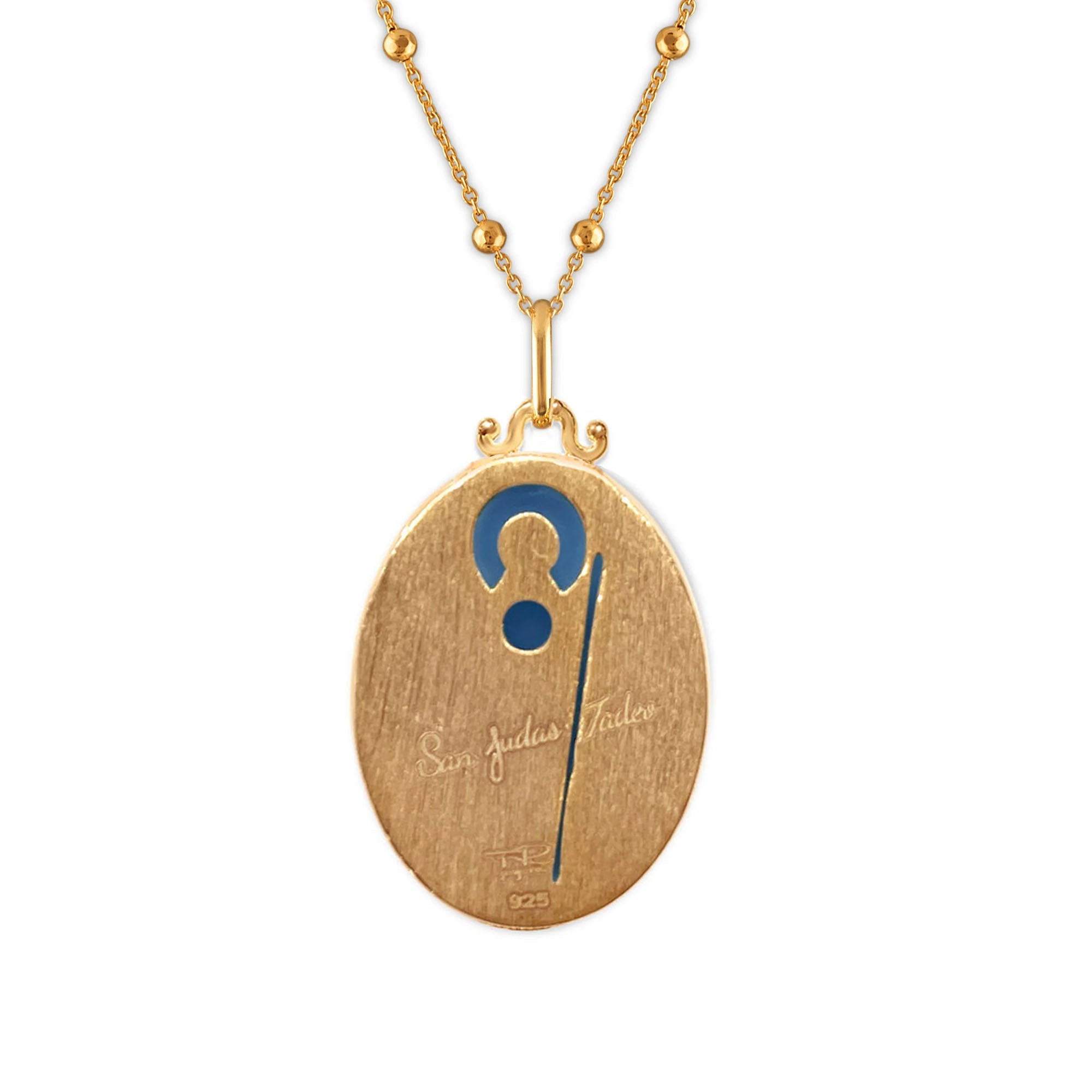 Blue Stone Cameo St. Jude Necklace