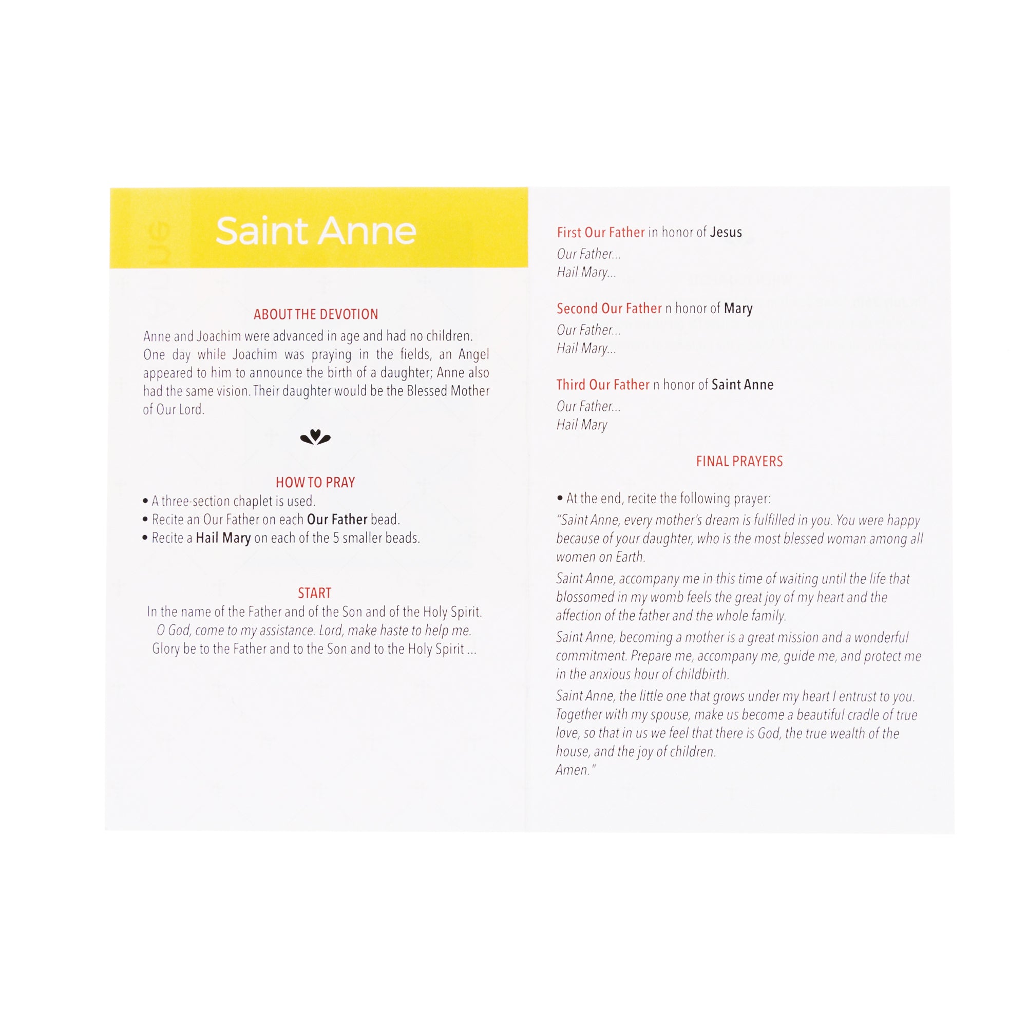 Italian Saint Anne Chaplet with Prayer Leaflet