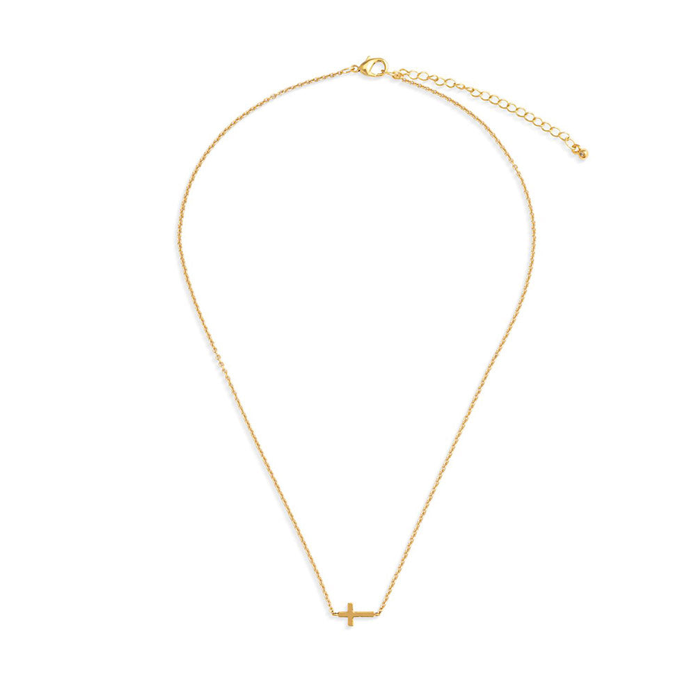 14 KT Gold Plated Horizontal Cross Necklace