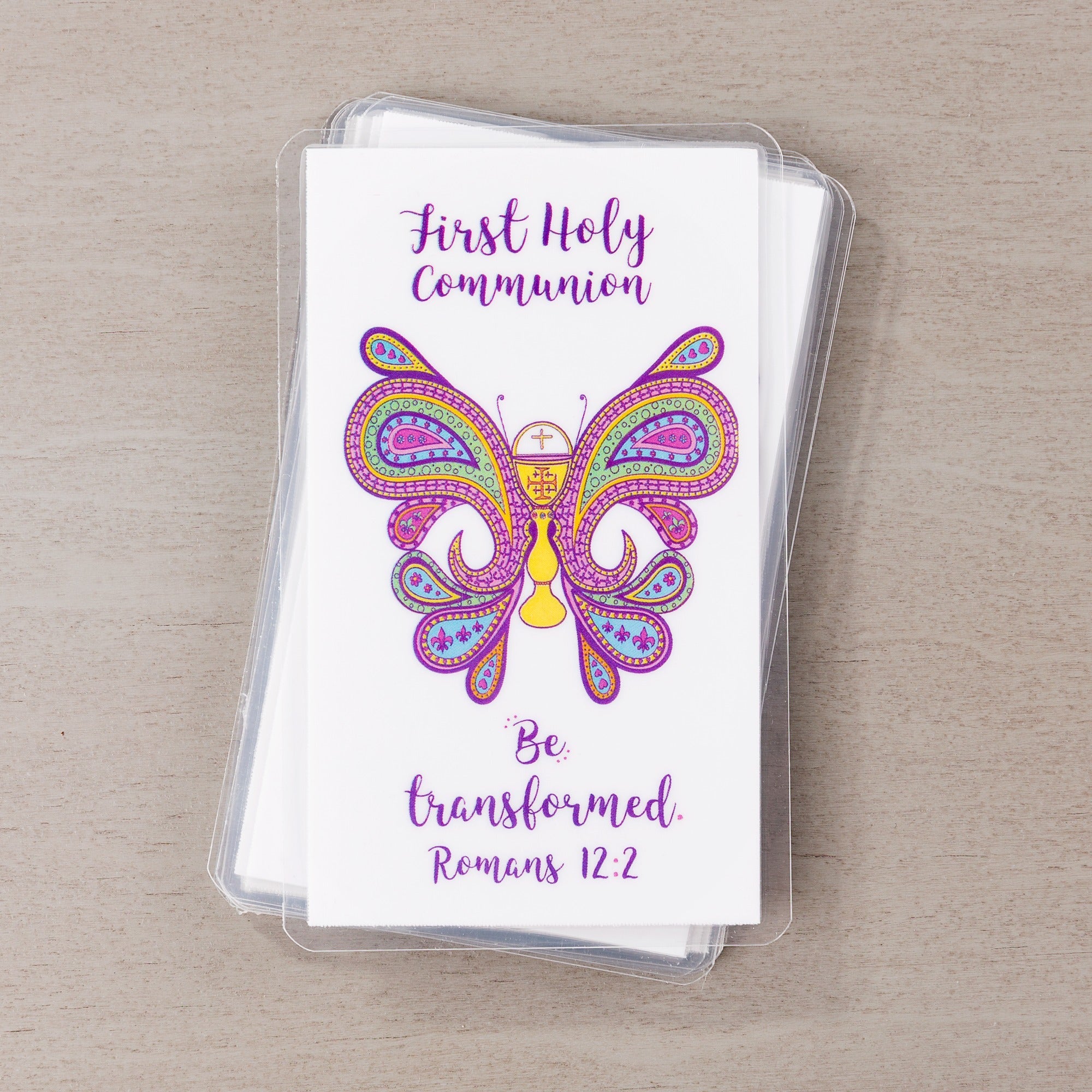 Be Transformed First Holy Communion Personalized Prayer Card for Girls