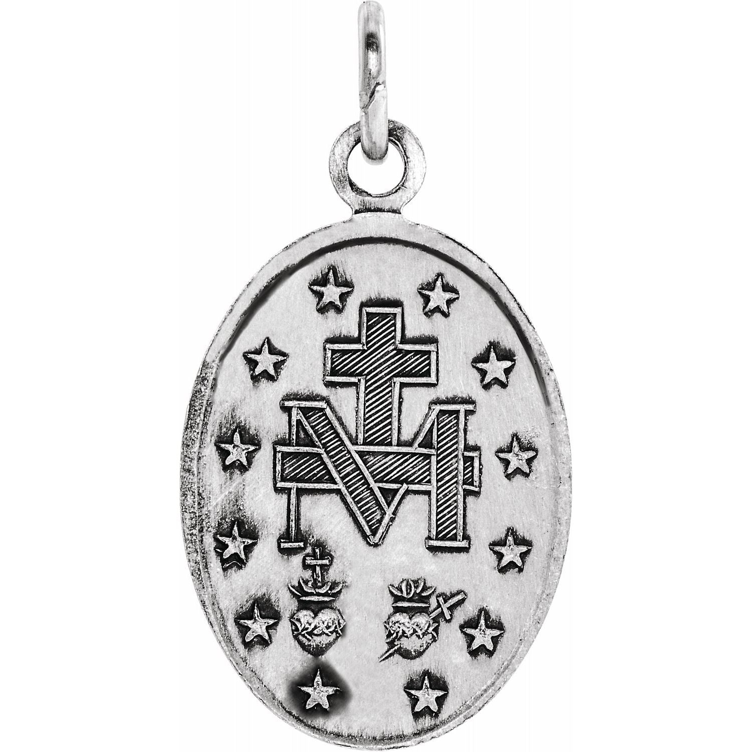 14kt White Gold 12x8mm Oval Miraculous Medal
