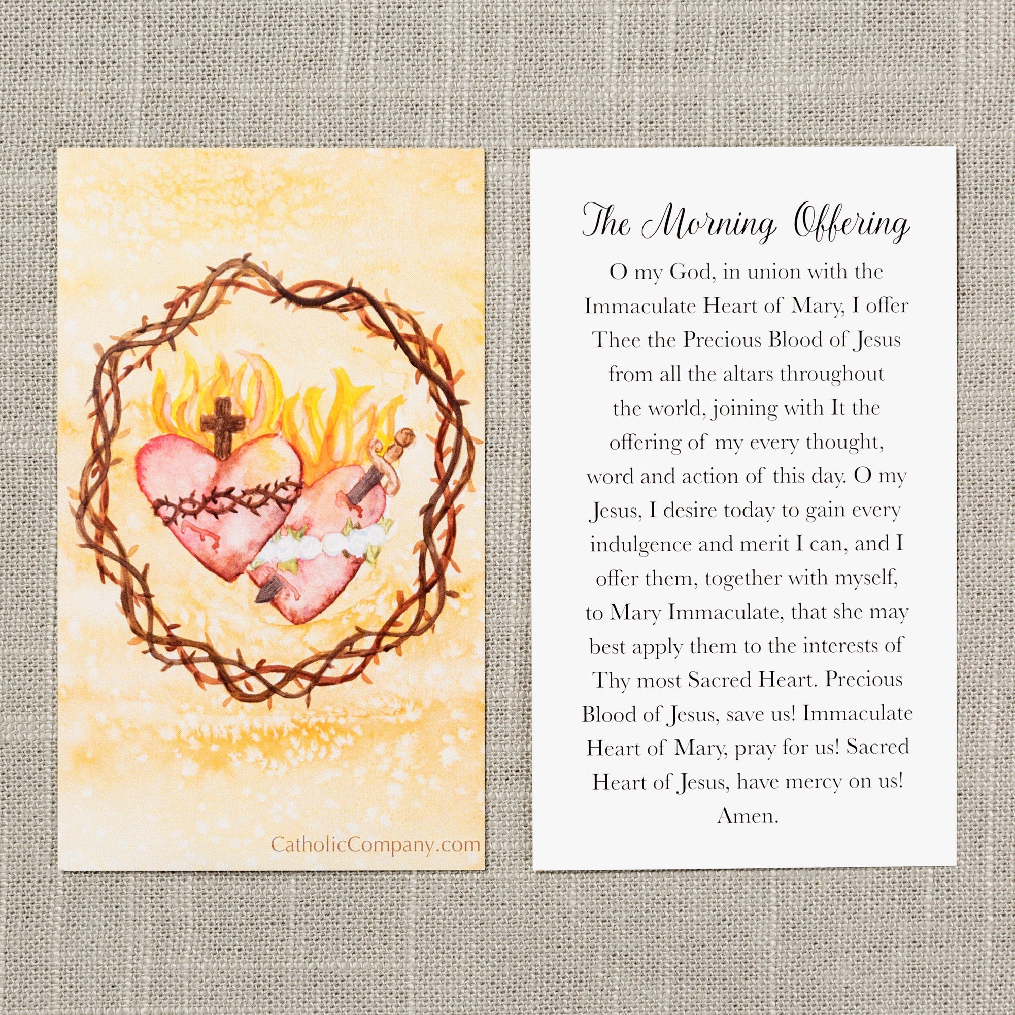 Sacred Heart of Jesus & Immaculate Heart of Mary Prayer Card