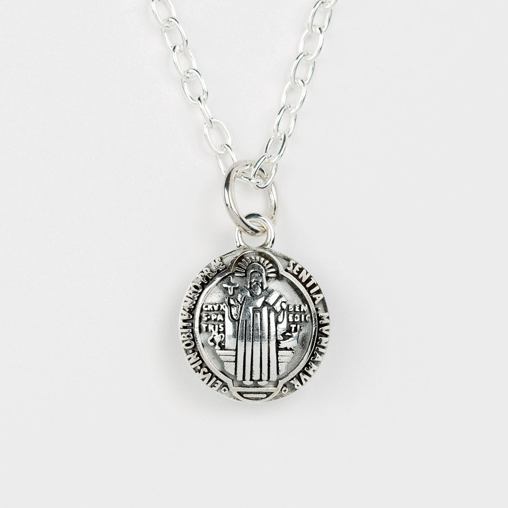 Sterling Silver St. Benedict Charm Necklace