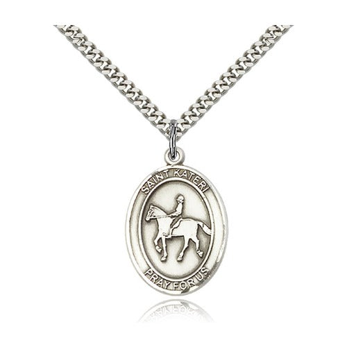 Sterling Silver St. Kateri Takakwitha/ Equestrian Pendant w/ chain