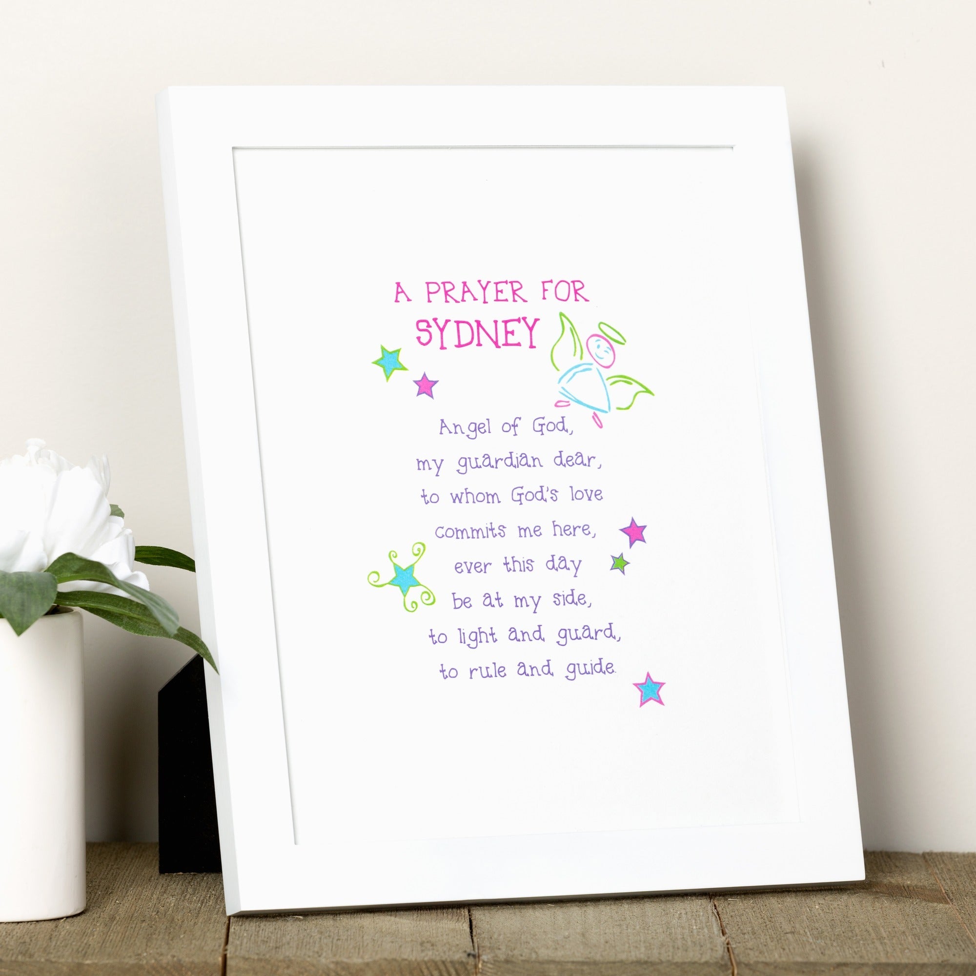 Personalized Guardian Angel Prayer Framed Print | The Catholic Company®, image size:2000x2000