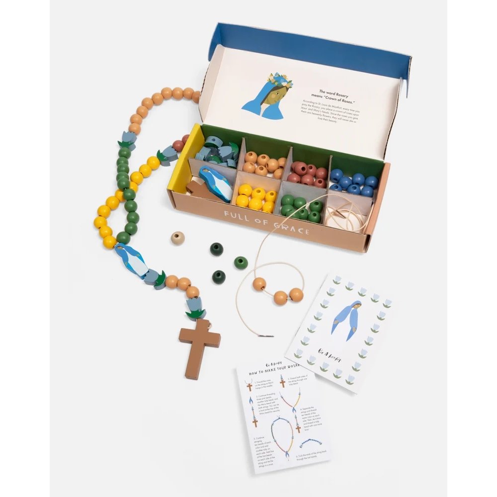 Be A Heart Mary's Prayer Garden DIY Wooden Rosary Kit for Kids