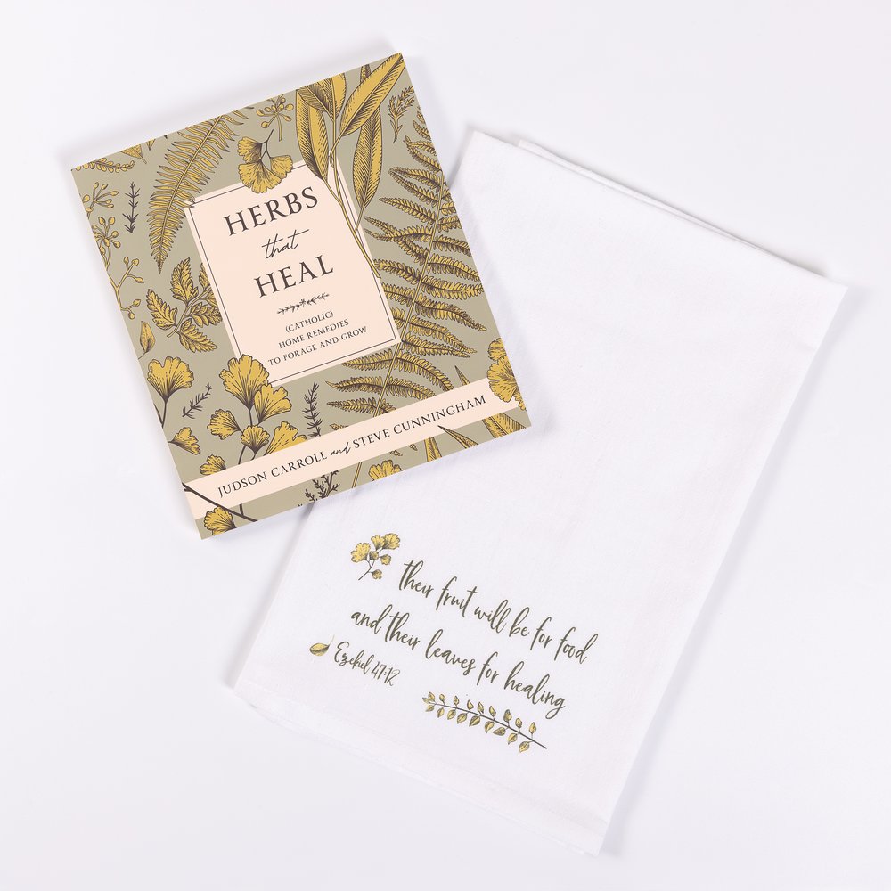 Herbs That Heal Book & Flour Sack Dish Towel Gift Set