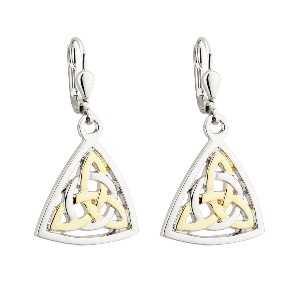 Two Tone Trinity Knot Drop Earrings
