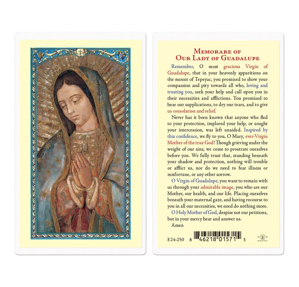 Memorare of Our Lady of Guadalupe Prayer Card