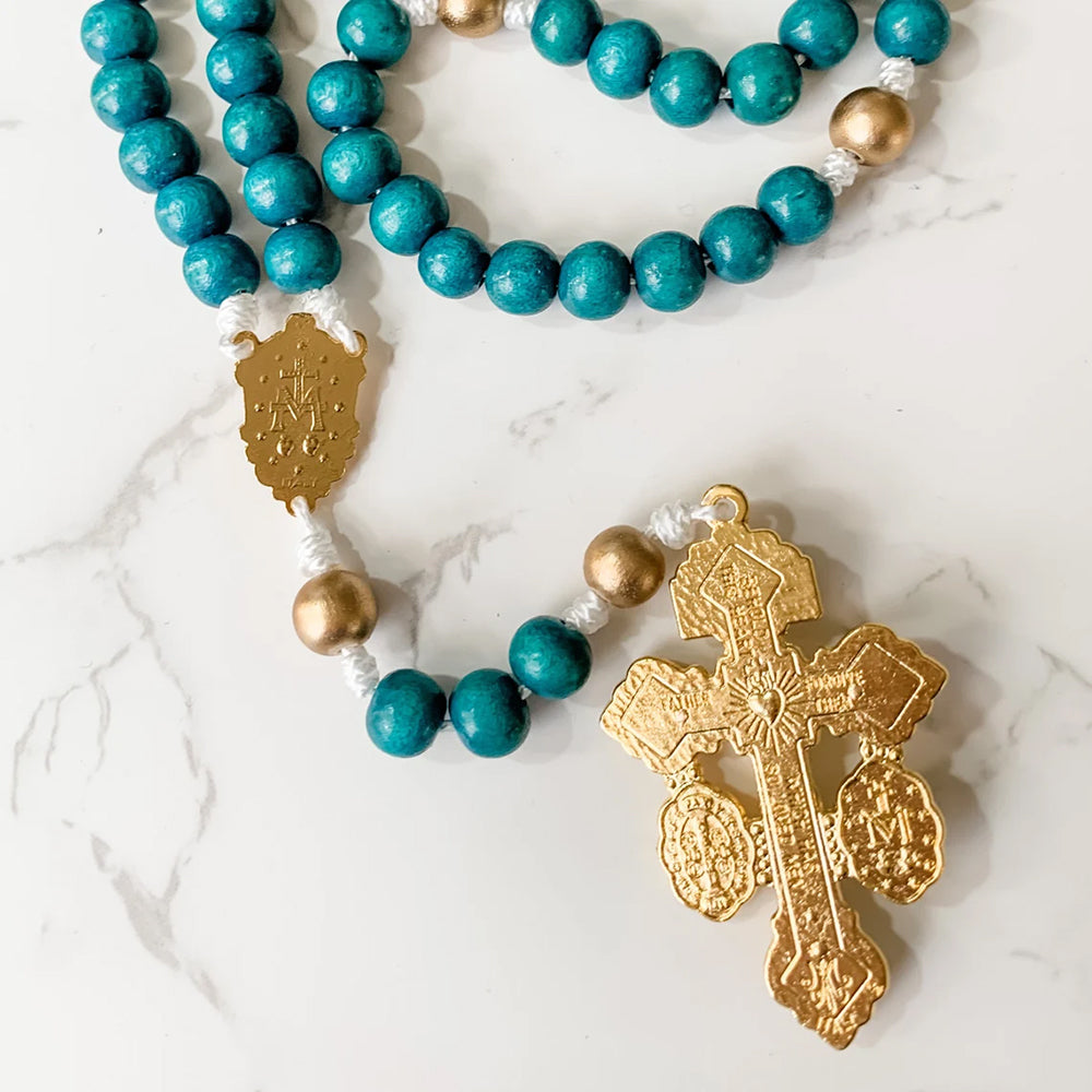 Corded Miraculous Medal & Pardon Crucifix Rosary