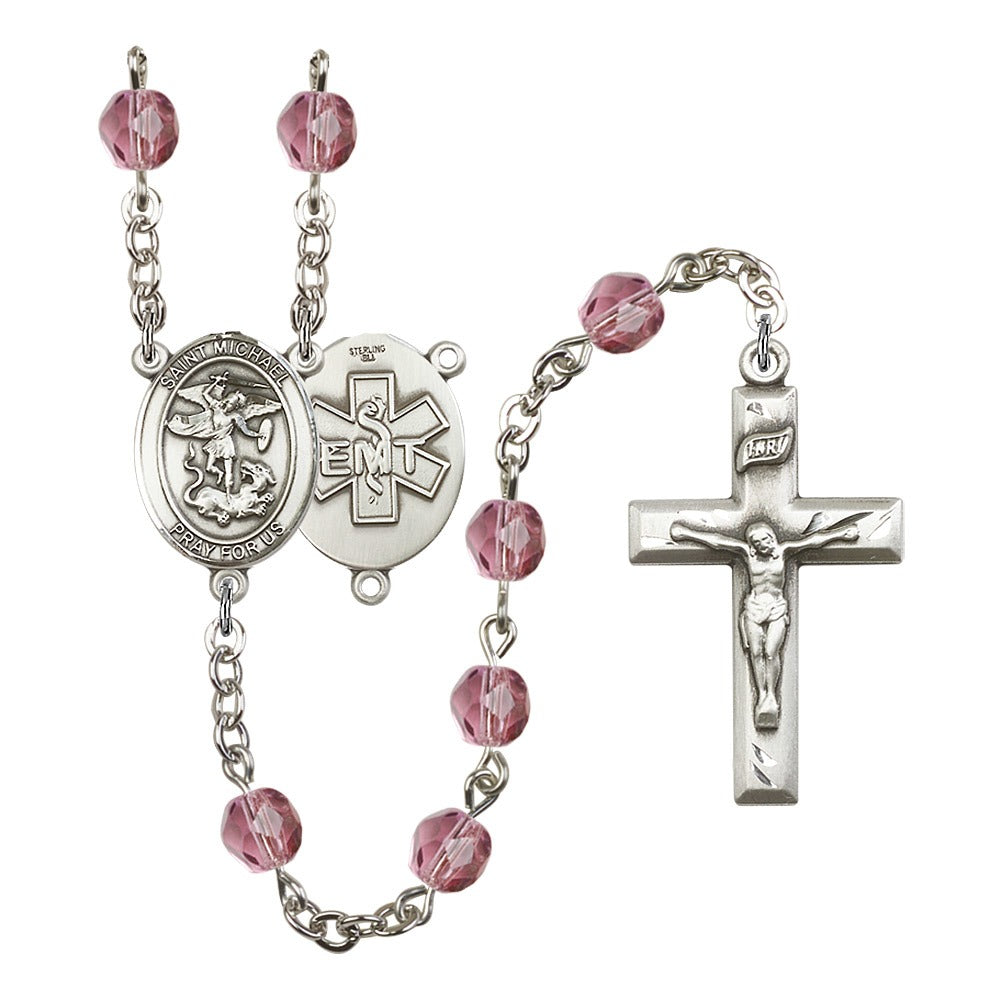 St. Michael / EMT Purple February Rosary 6mm