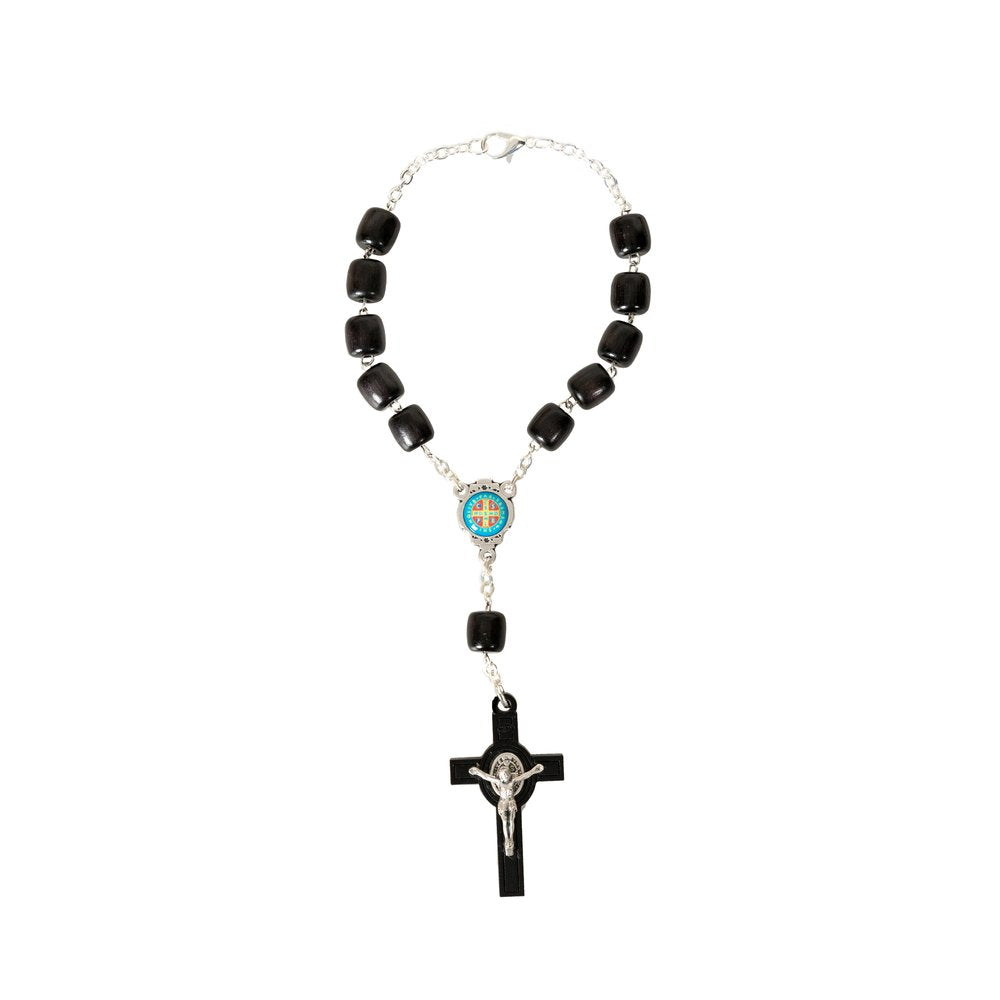 Black Wood St. Benedict Auto Rosary with Jubilee Medal Crucifix