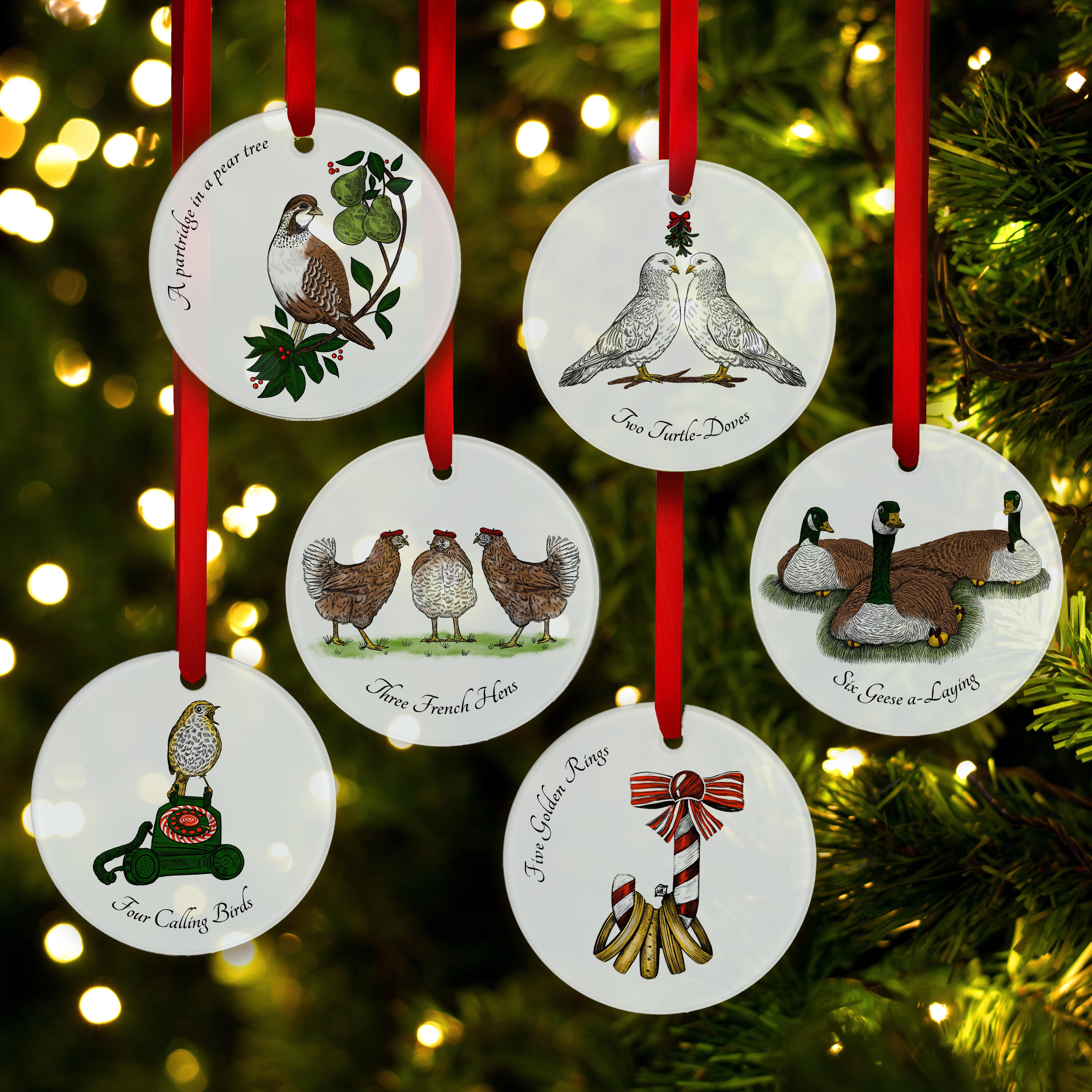 12 Days of Christmas Ornaments - Set of 12