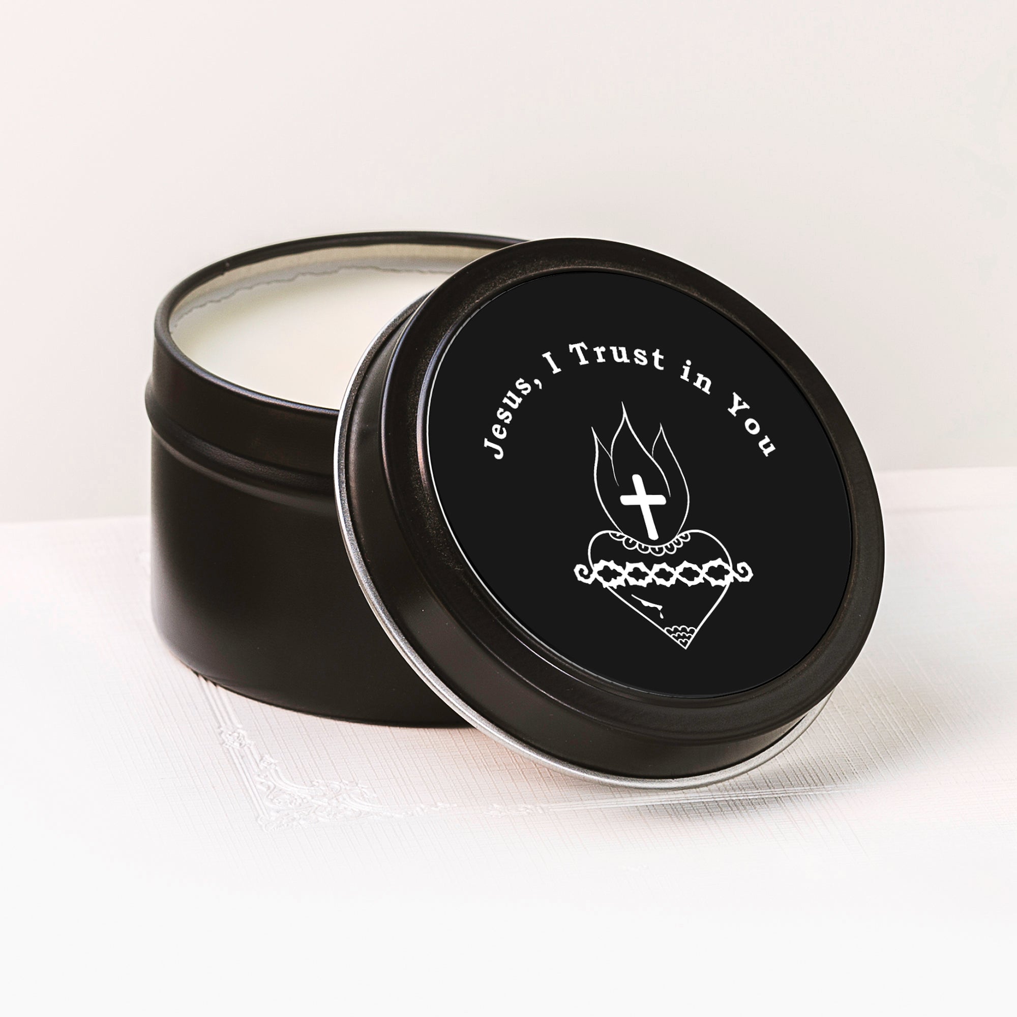 Sacred Heart Divine Mercy Candle Tin