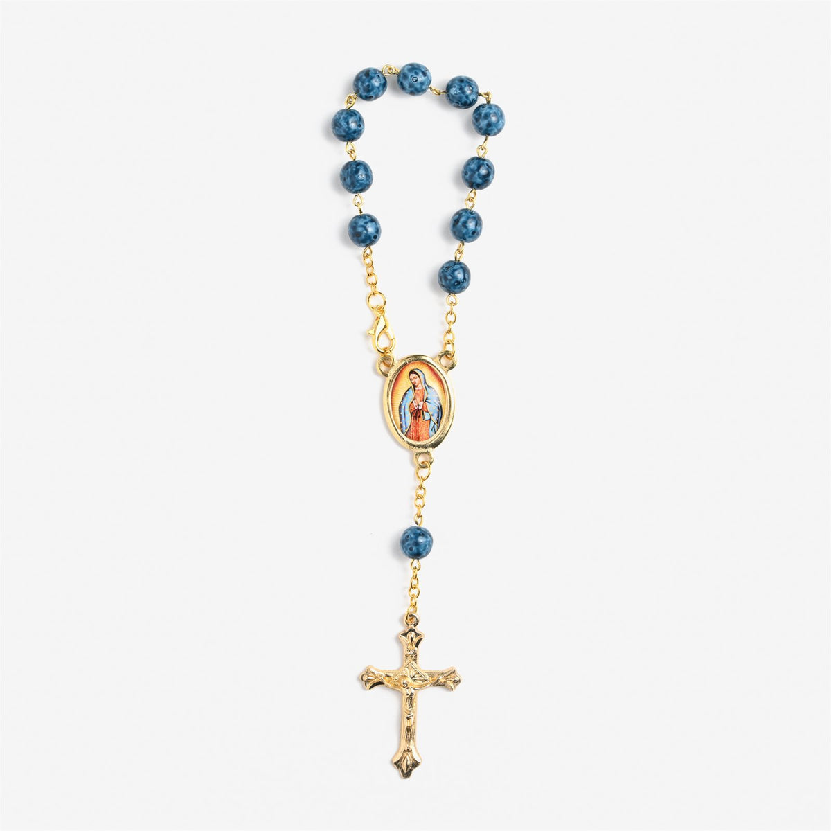 Silver Plated 4 mm Bead Guadalupe & Jesus Cross 25 Rosary Silver Plated 4 mm Bead Guadalupe & Jesus Cross 25 Rosary
