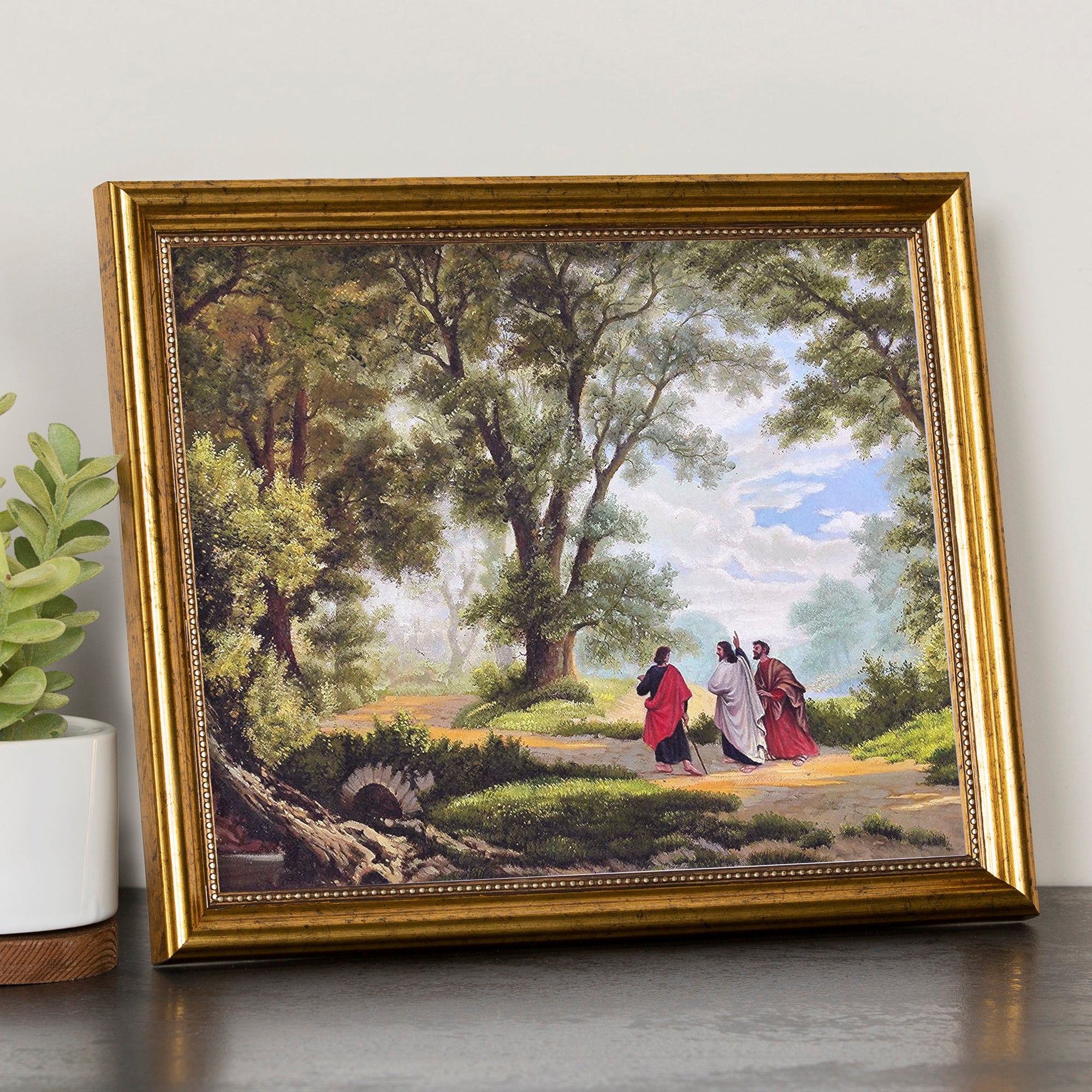 Road to Emmaus Antique Gold Framed Print - 8" x 10"