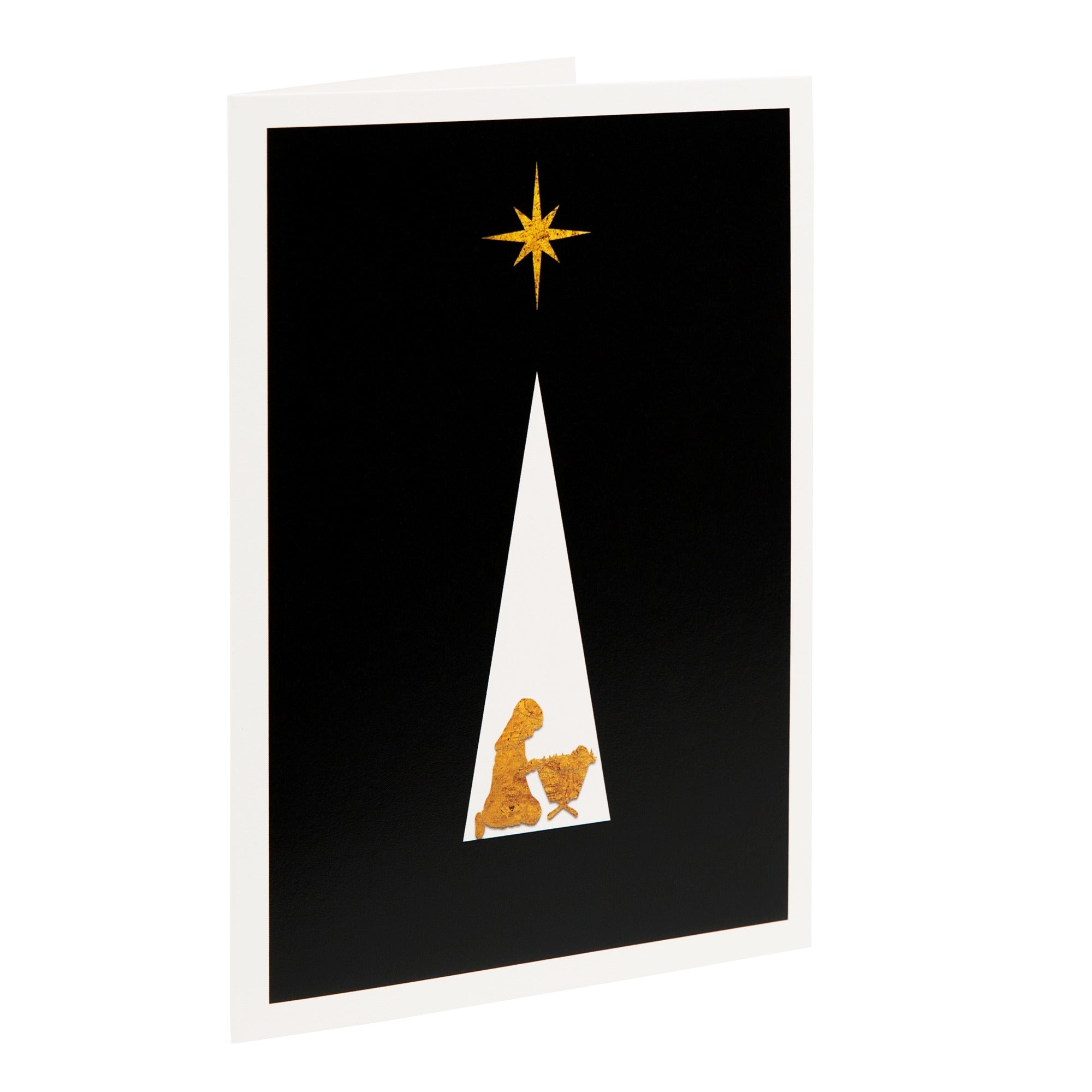 Starlight Gold & Black Manger Christmas Cards - Set of 20