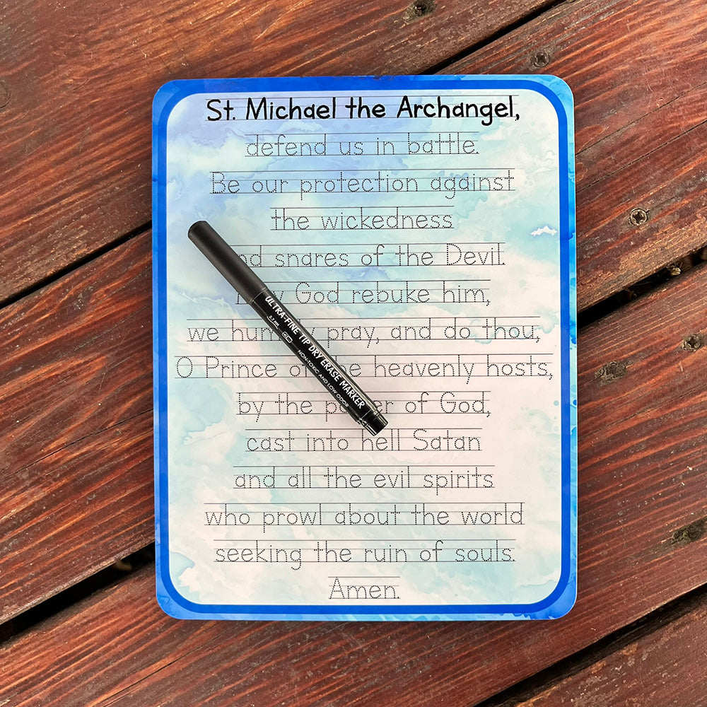St. Michael Prayer Tracing Dry-Erase Board & Marker